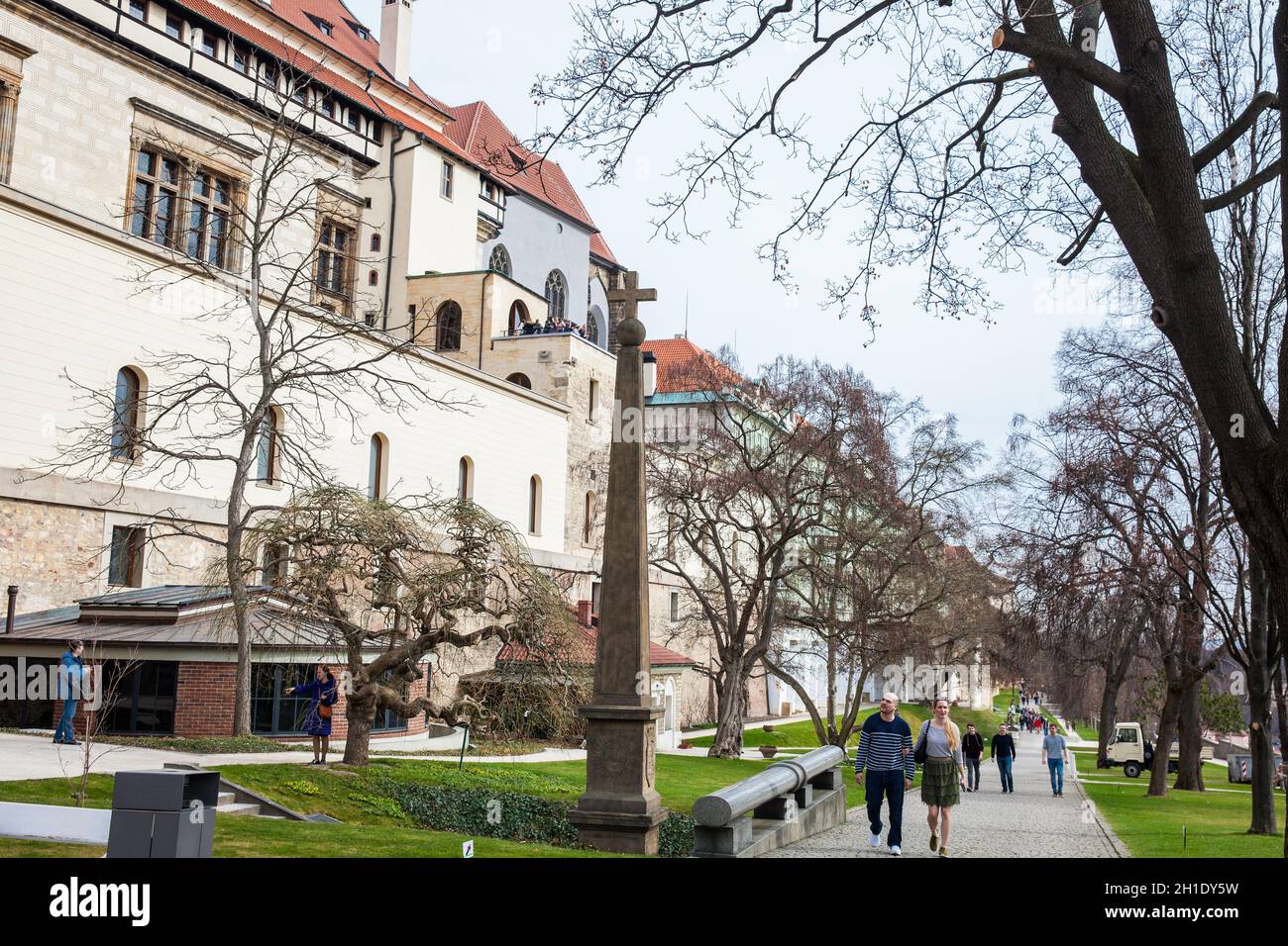 PRAGUE, CZECH REPUBLIC - APRIL, 2018: Tourists at the Prague Castle in ...