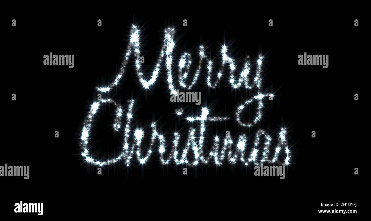 Image of Merry Christmas written in shiny letter on black background ...