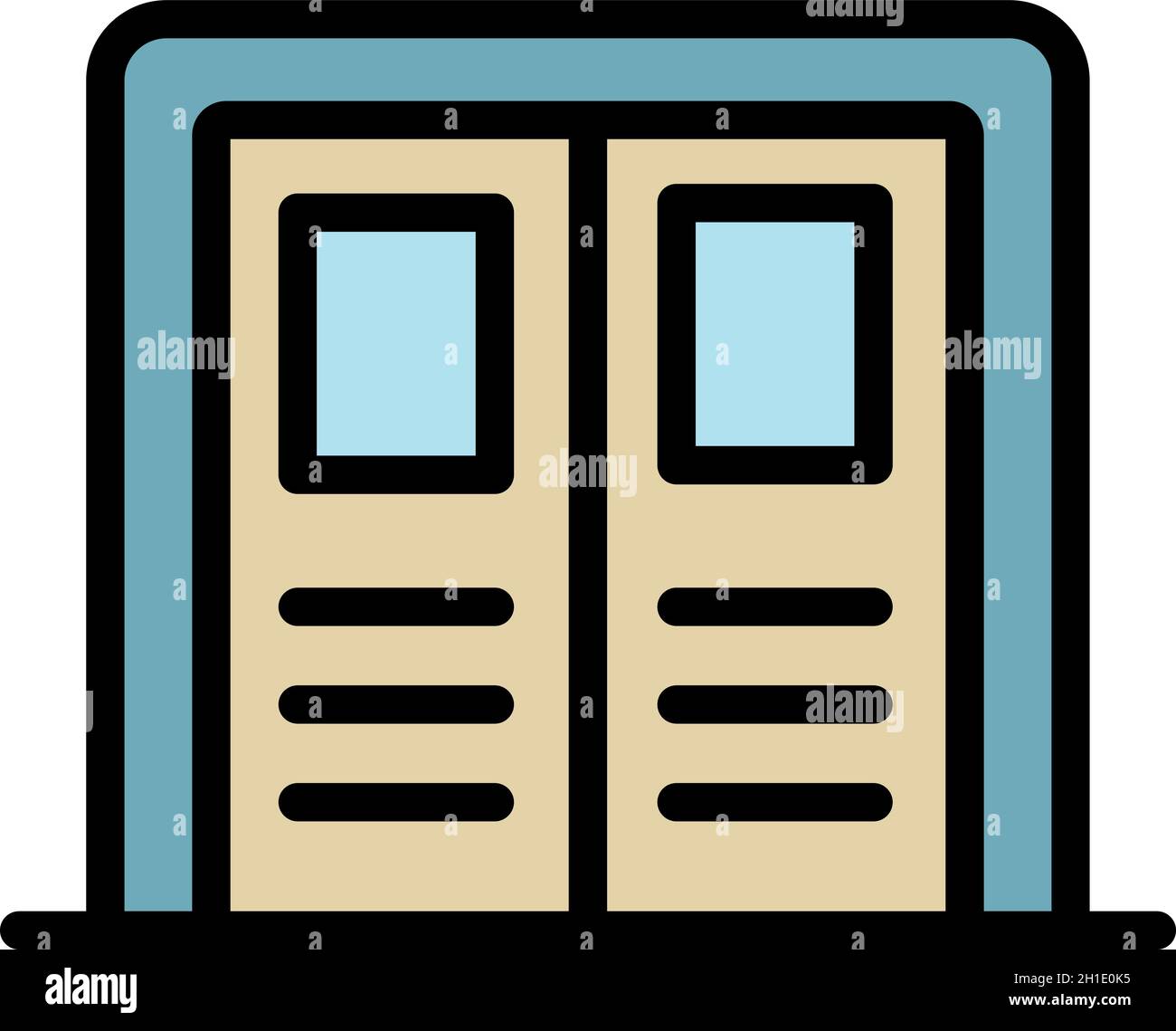 Double door icon. Outline double door vector icon color flat isolated ...