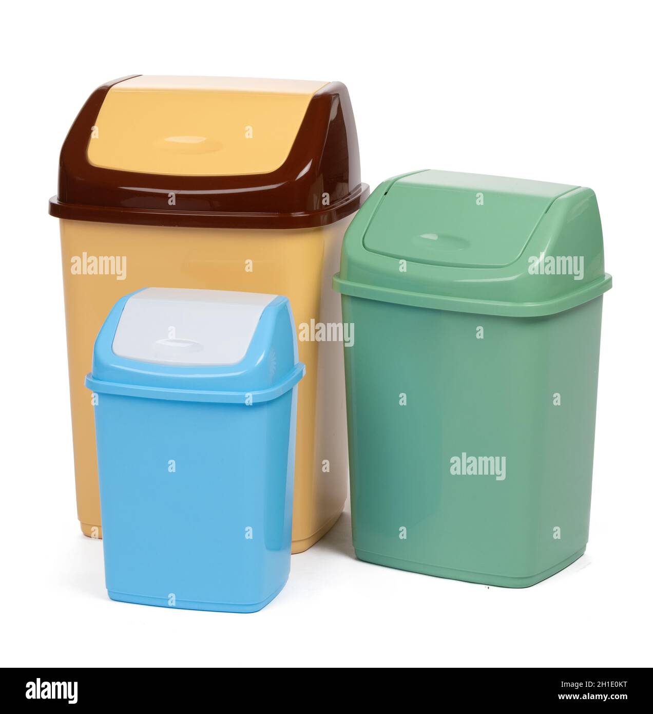 plastic waste bin isolated on white background Stock Photo