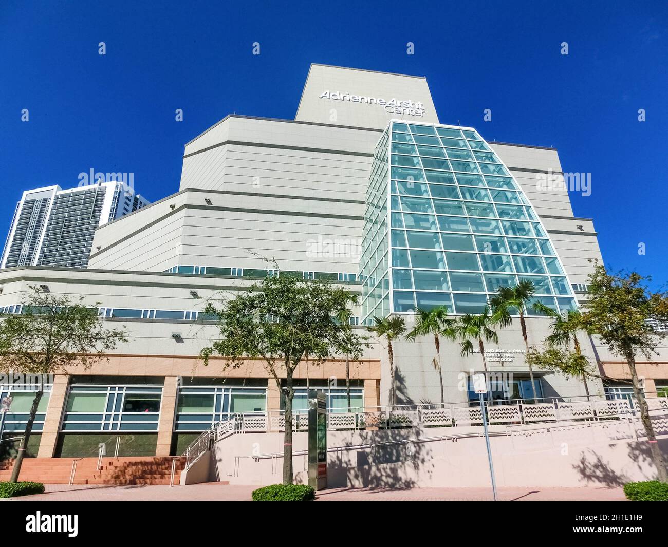 Miami, USA - November 30, 2019: View of the landmark Adrienne Arsht Center for the Performing Arts of Miami Dade County, the largest performing arts c Stock Photo