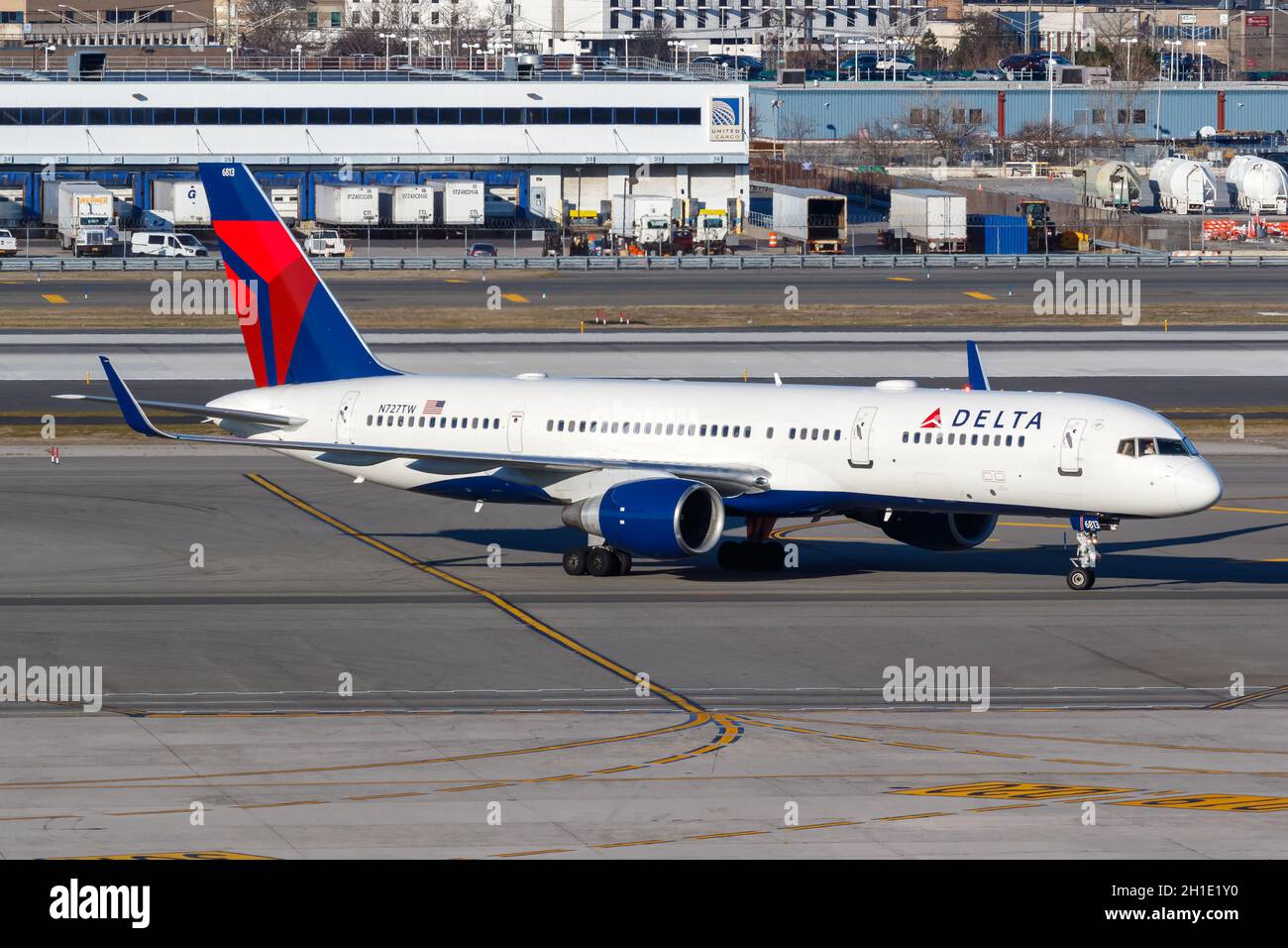 New York City, New York – March 1, 2020: Delta Air Lines Boeing 757-200 airplane at New York JFK airport (JFK) in the United States. Boeing is an Amer Stock Photo