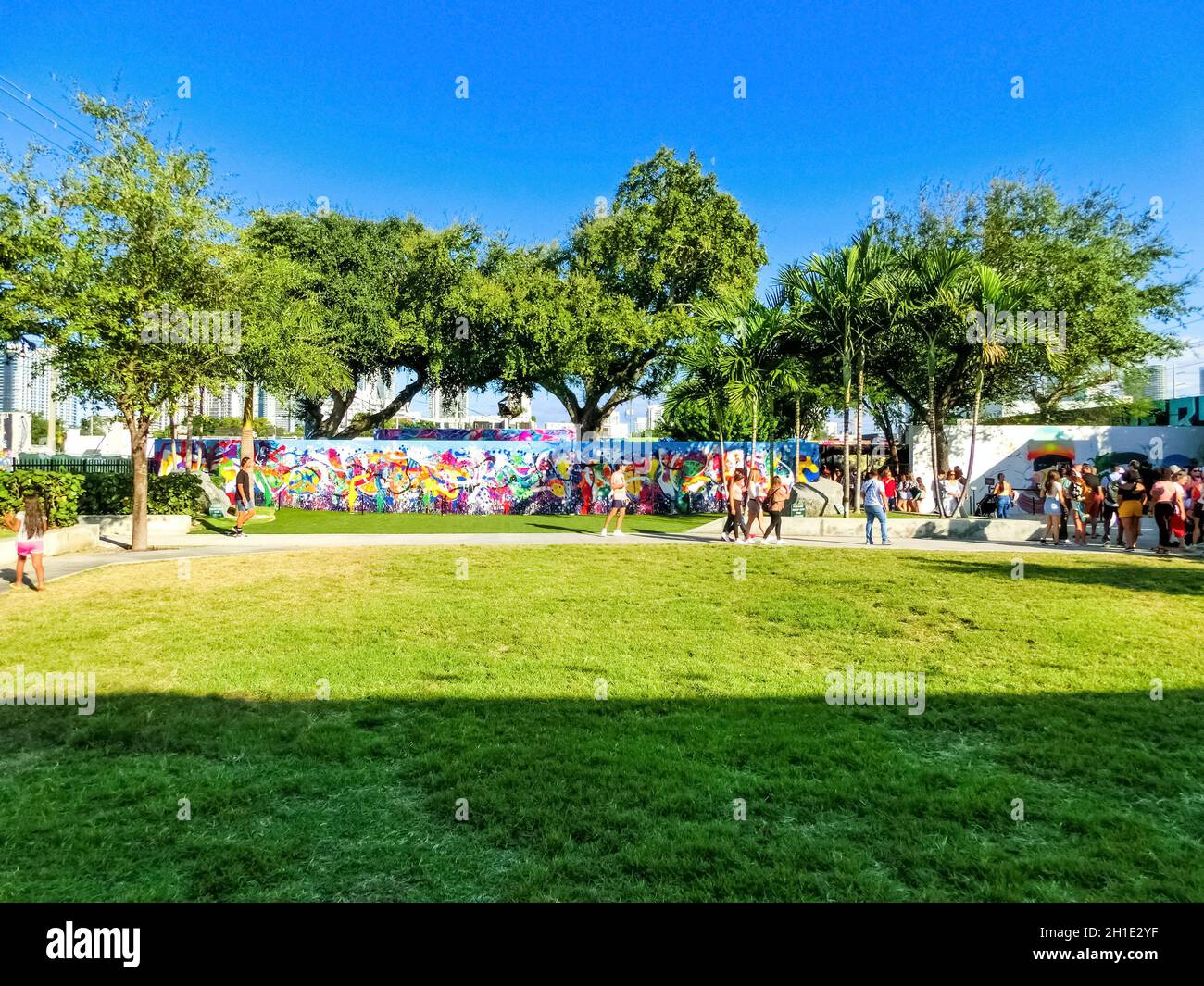 Miami, United States of America - November 30, 2019: The people at Art Wynwood in Miami, USA. Wynwood is a neighborhood in Miami Florida which has a s Stock Photo