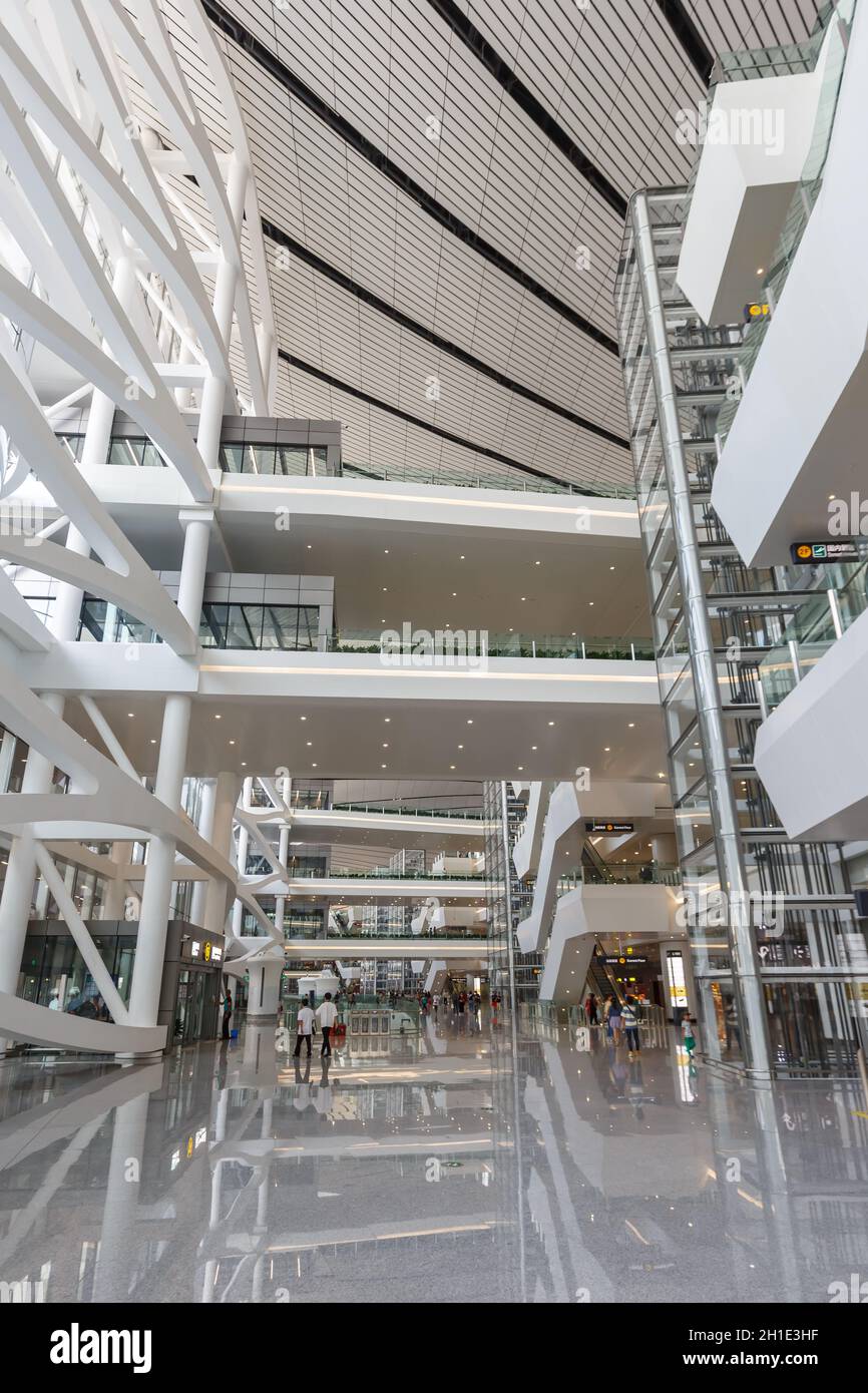 Beijing, China – September 30, 2019: Beijing Daxing New International Airport Terminal (PKX) in China. Stock Photo