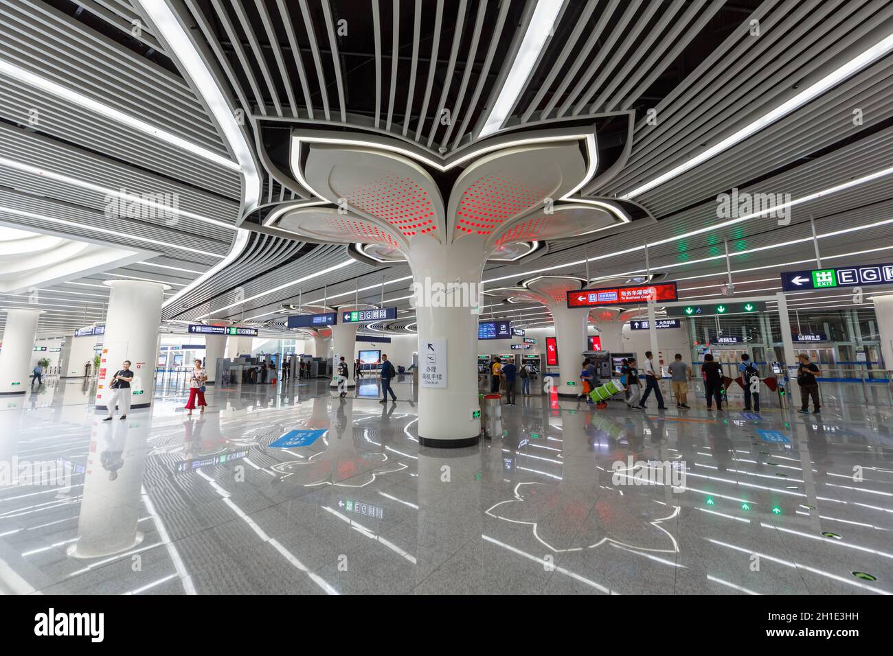 Beijing, China – September 30, 2019: Cao Qiao Caoqiao Beijing Daxing Airport Express MRT Metro Station in Beijing, China. Stock Photo