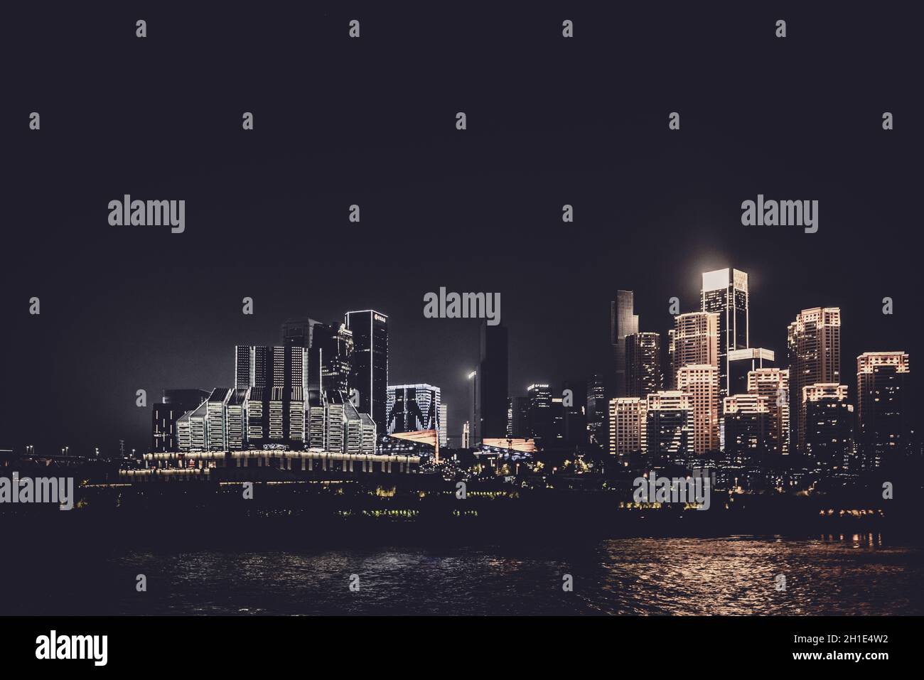 Chongqing, China - August 2019 : Night view of the Chongqing city ...