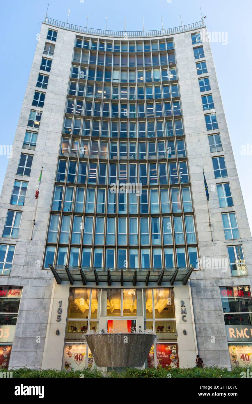 The American Consulate buildling which also houses Radio Monte Carlo (RMC)  and Virgin Radio in the Turati neighbourhood of the city of Milan, Italy  Stock Photo - Alamy