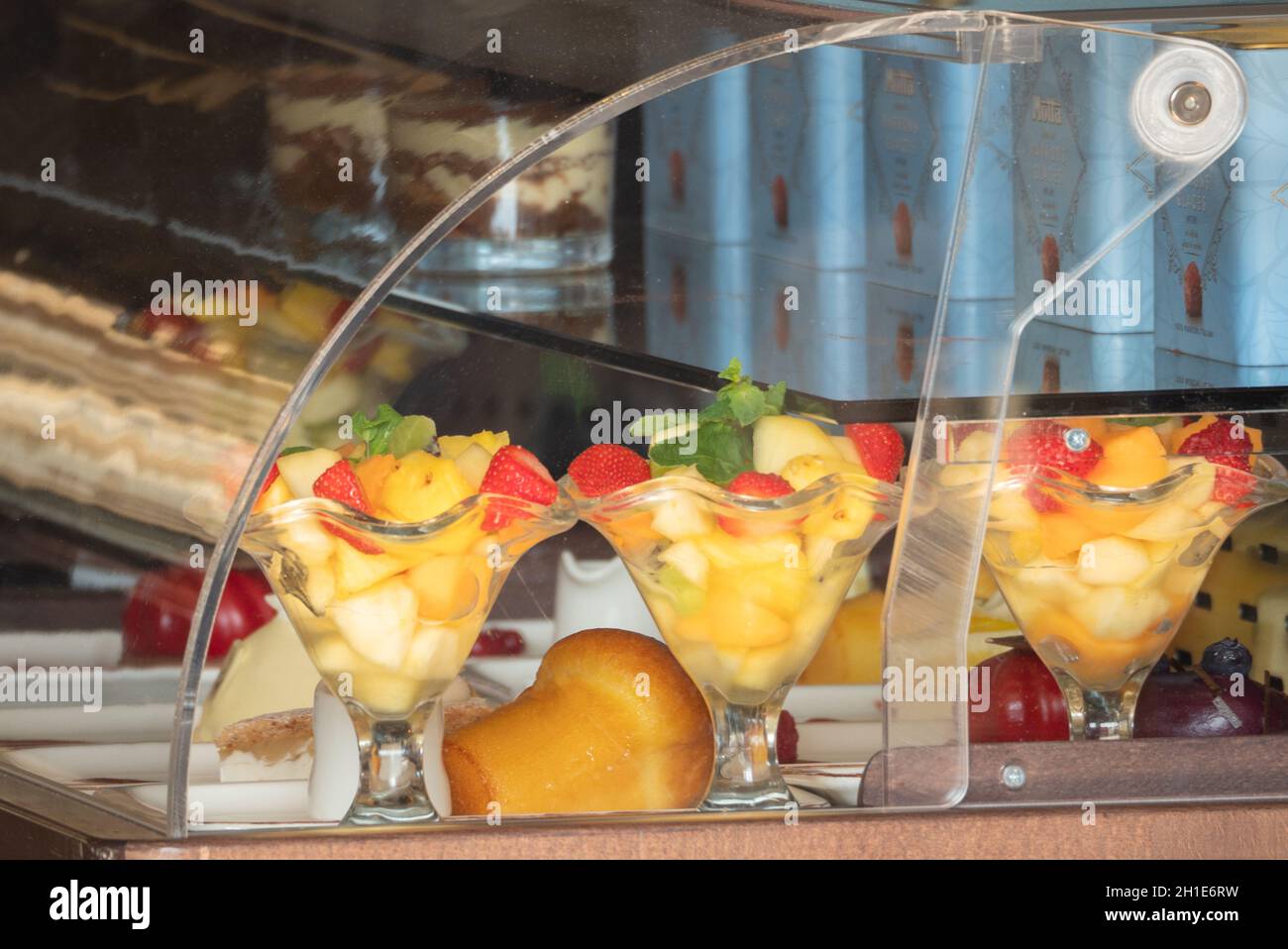summer fruit salad in the fridge counter Stock Photo Alamy