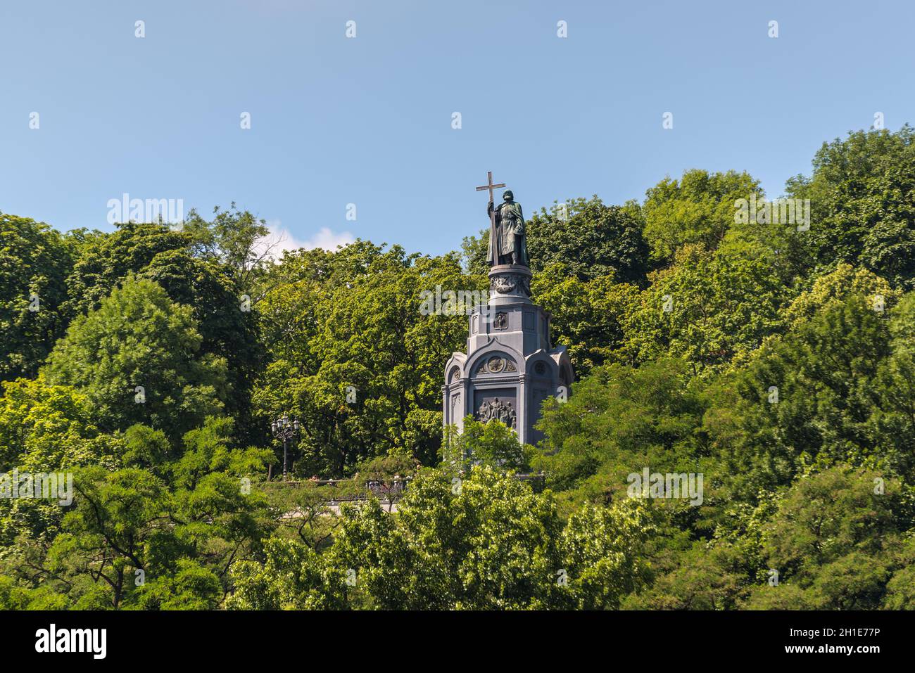 Kyiv, Ukraine - July 13, 2019: View of the monument of Saint Volodymyr, the Baptist of Kyivska Rus, built in 1853 (Vladimir the Baptist). Stock Photo