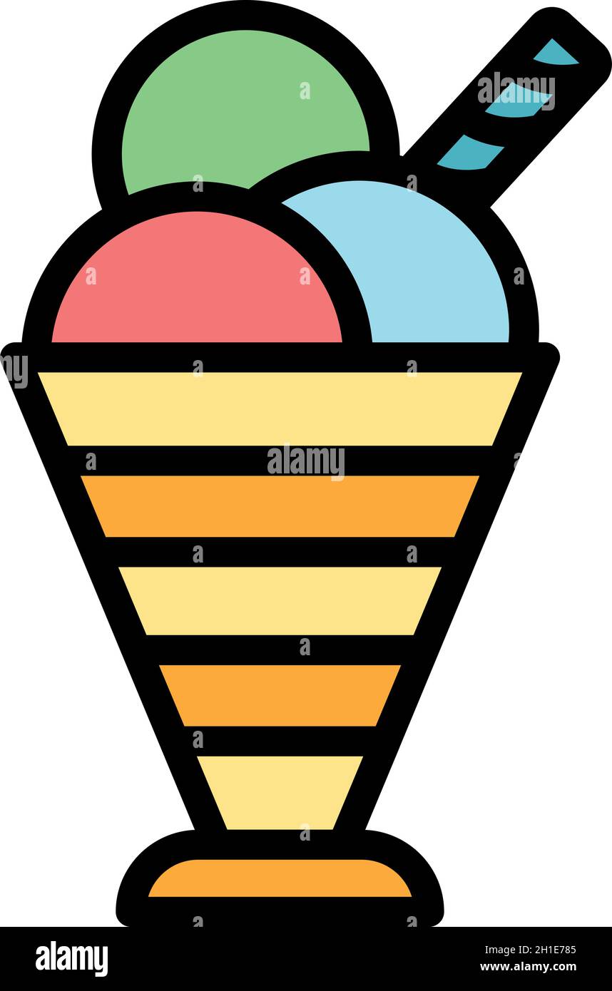 Fruit milkshake icon. Outline fruit milkshake vector icon color flat ...