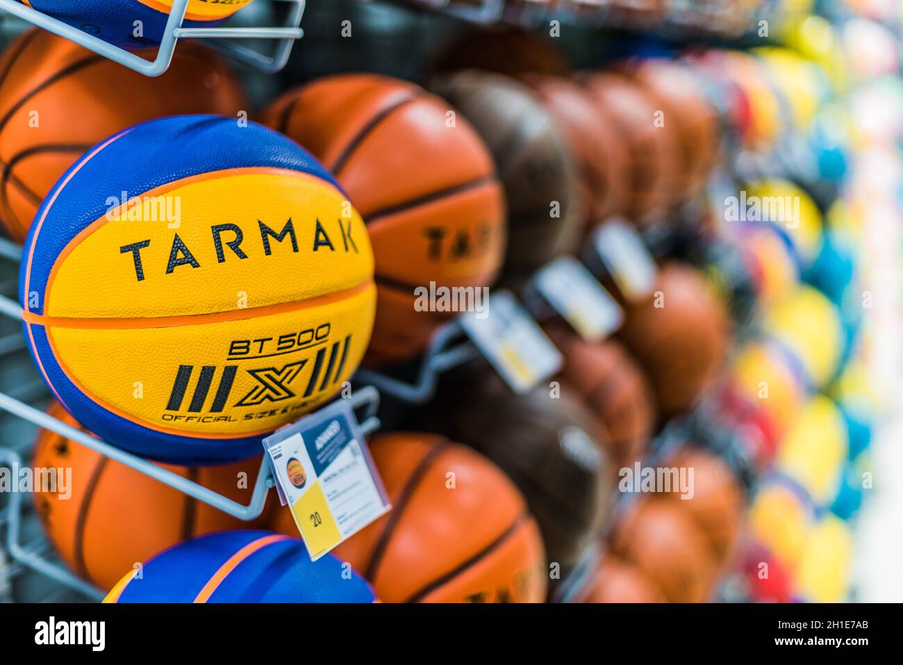 SINGAPORE - MAR 6, 2020: Tarmak basketballs put up for sale in the  Decathlon store in Singapore Stock Photo - Alamy
