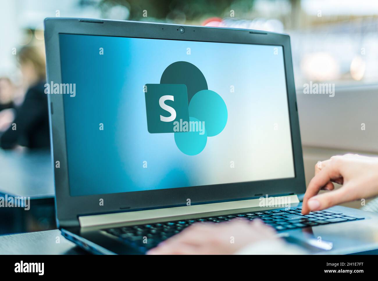 POZNAN, POL - APR 24, 2020: Laptop computer displaying logo of ...