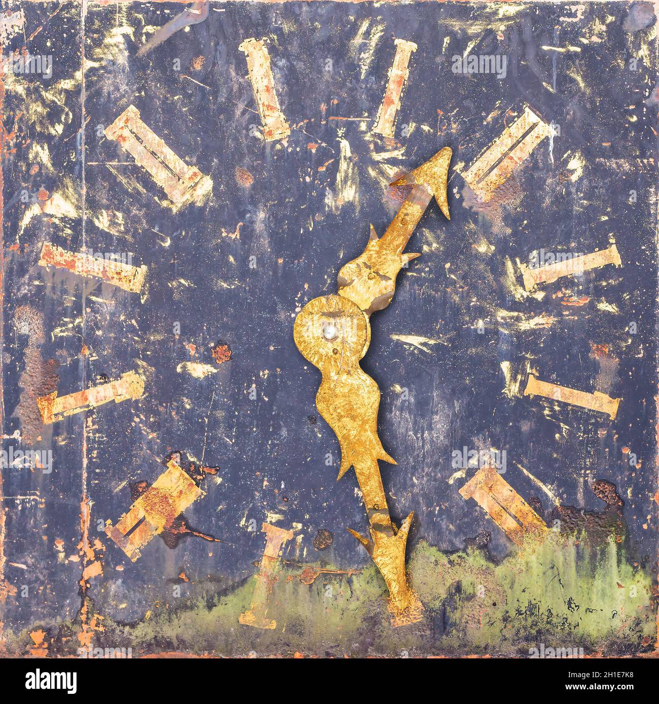 Ancient rectangular weathered clock face Stock Photo Alamy