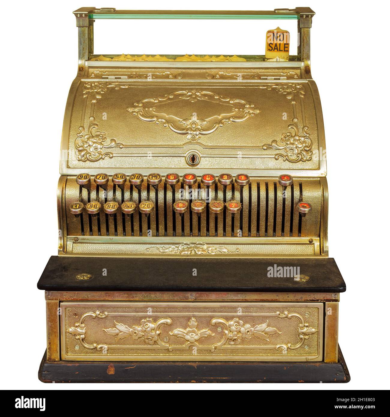 Vintage ornamental cash register isolated on a white background Stock Photo