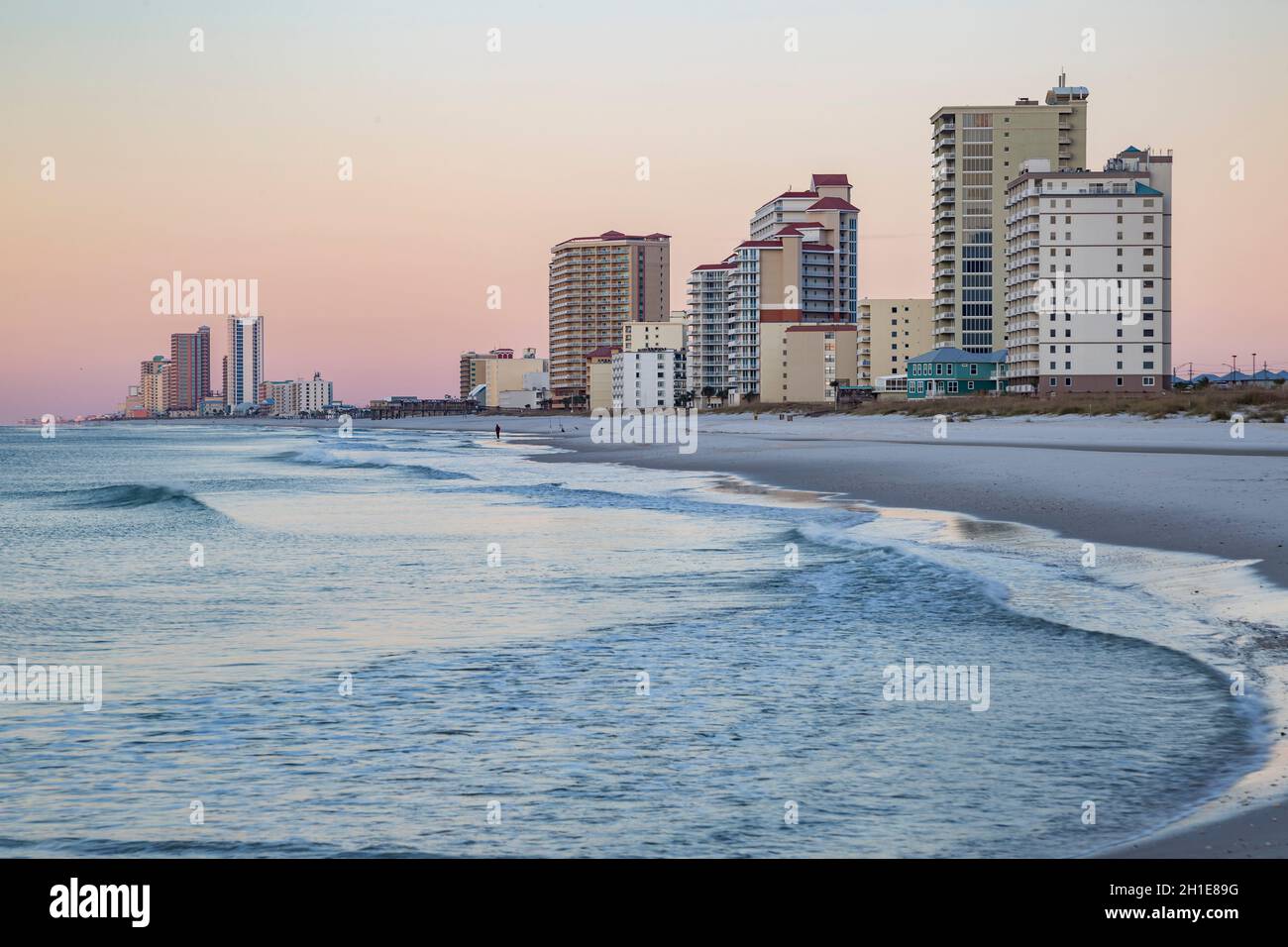 Hotels and condominiums along the beach in Gulf Shores, Alabama Stock Photo