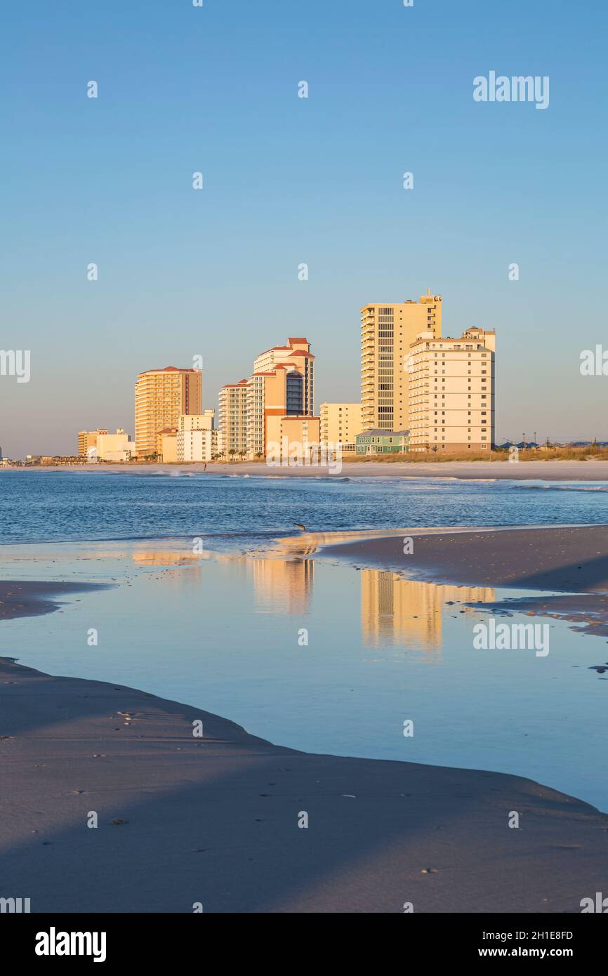 Hotels and condominiums along the Gulf Coast in Gulf Shores, Alabama Stock Photo