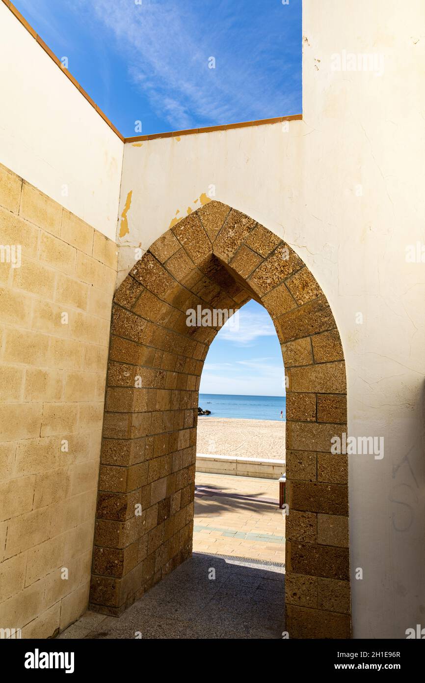entrance to the beach from downtown in Rota in Andalucia Stock Photo ...