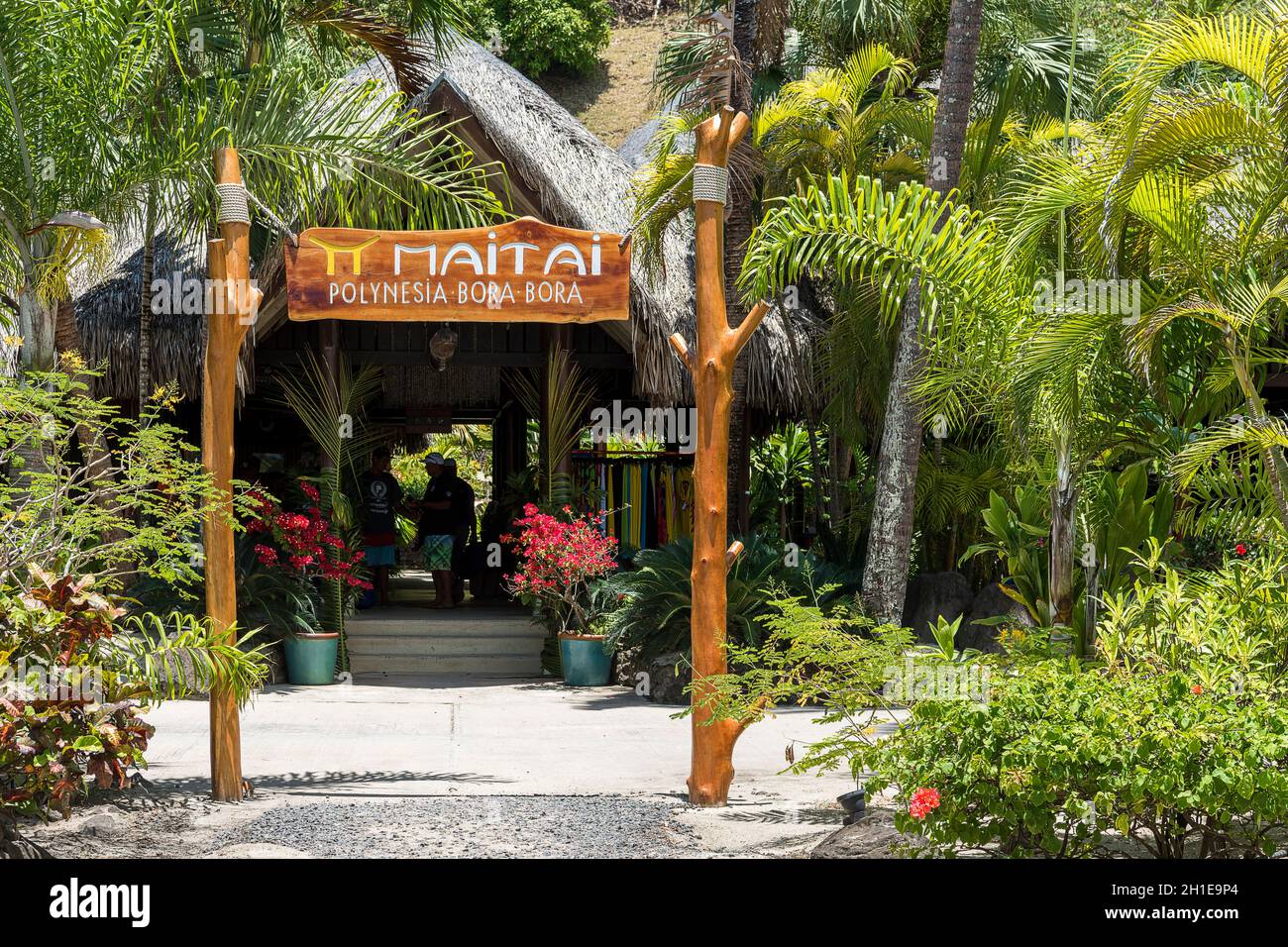 Eingang Maitai Polynesia, Matira, Bora Bora, Französisch-Polynesien, Ozeanien Stock Photo