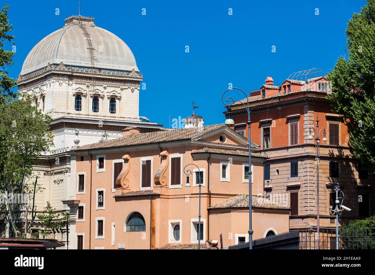 Dome of the Great Synagogue of Rome built on 1904 Stock Photo