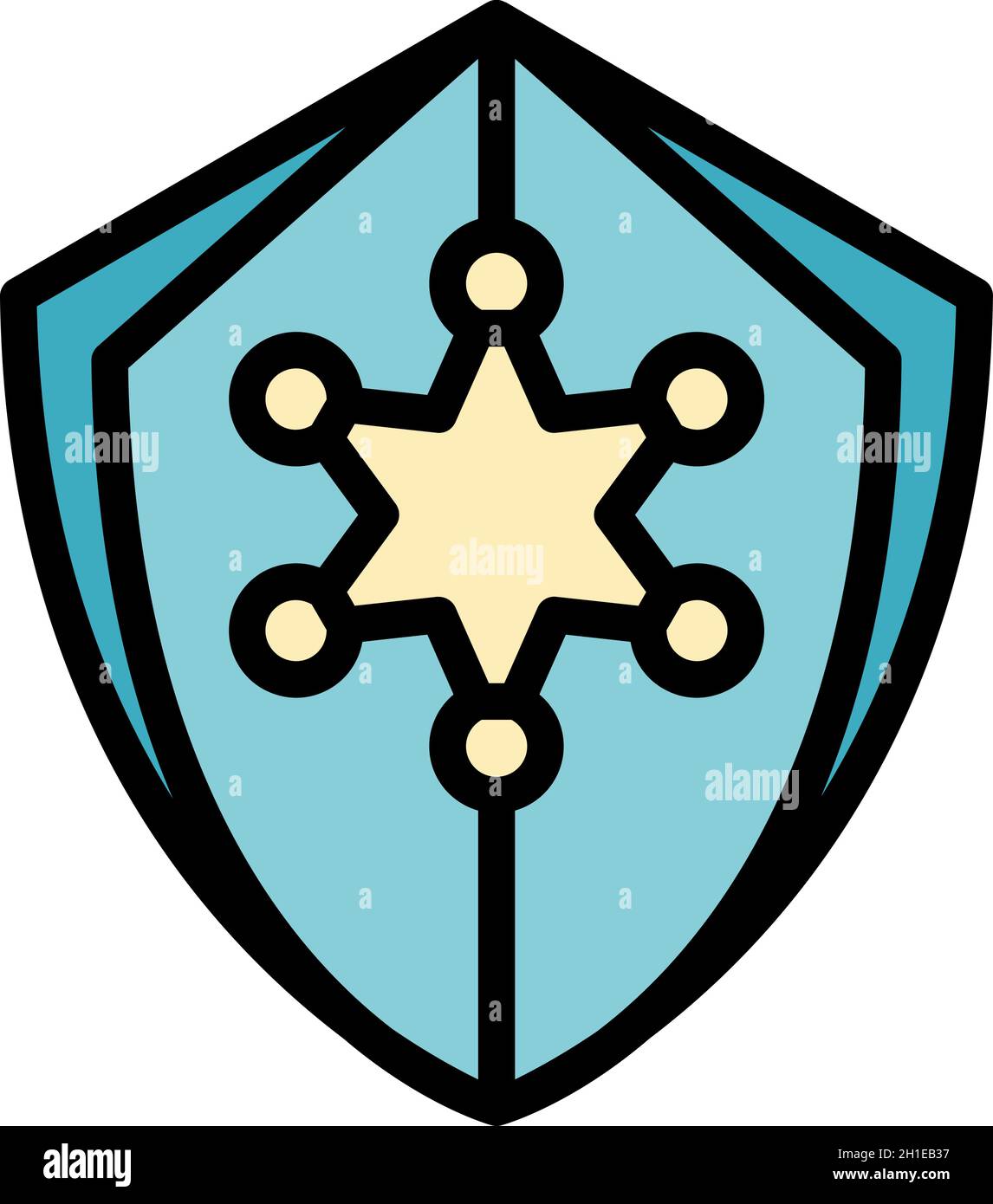 Justice shield icon. Outline justice shield vector icon color flat ...