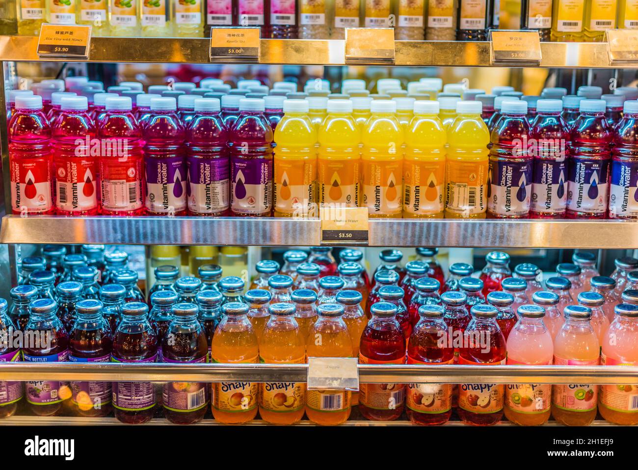 SINGAPORE MAR 3, 2020 Cold drinks put up for sale in a commercial
