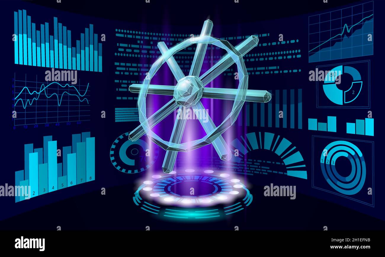 Wheel helm computer developer app concept. Business digital open source ...