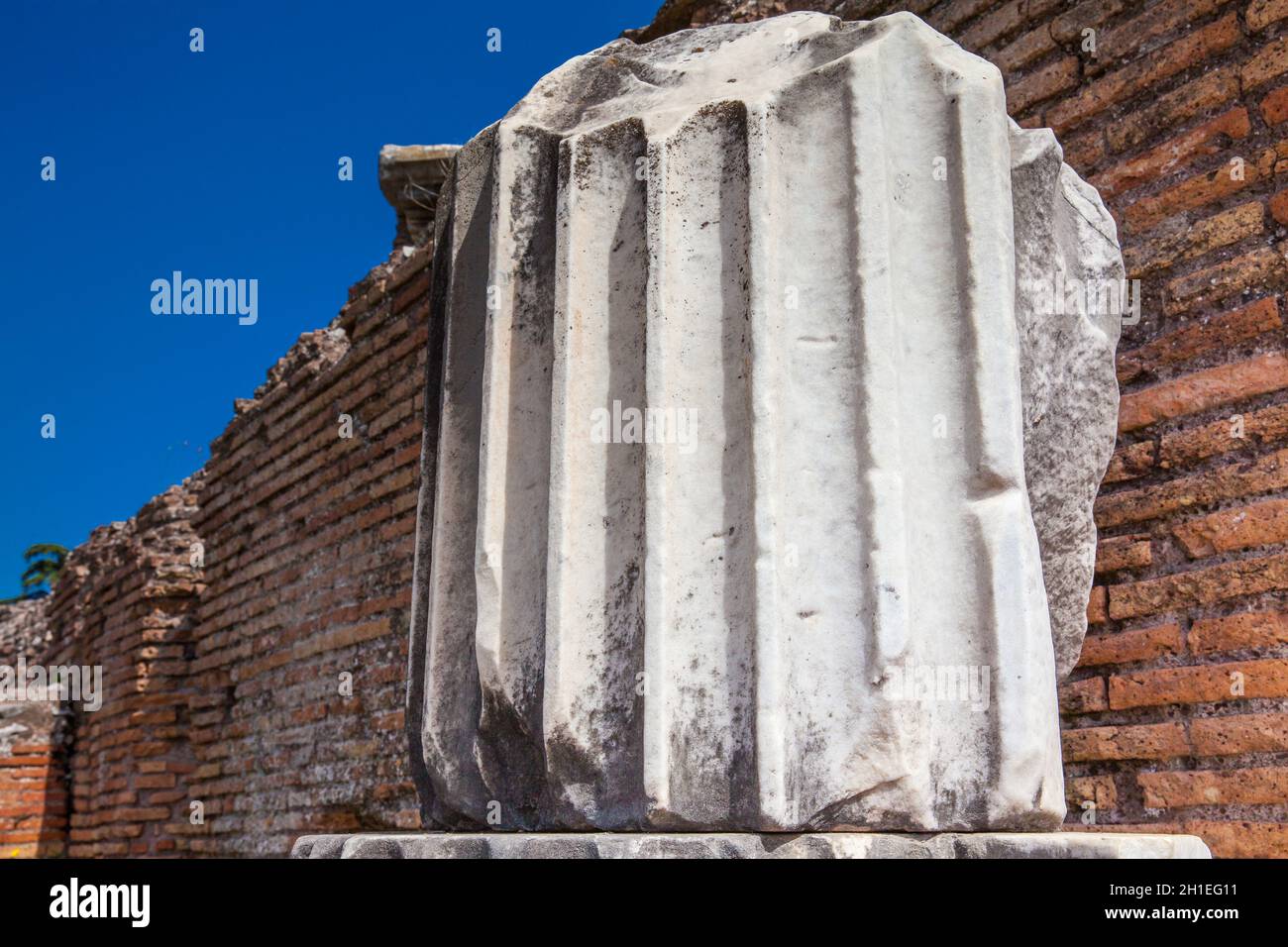 Remains of columns of the ancient buildings at the Roman Forum in Rome ...