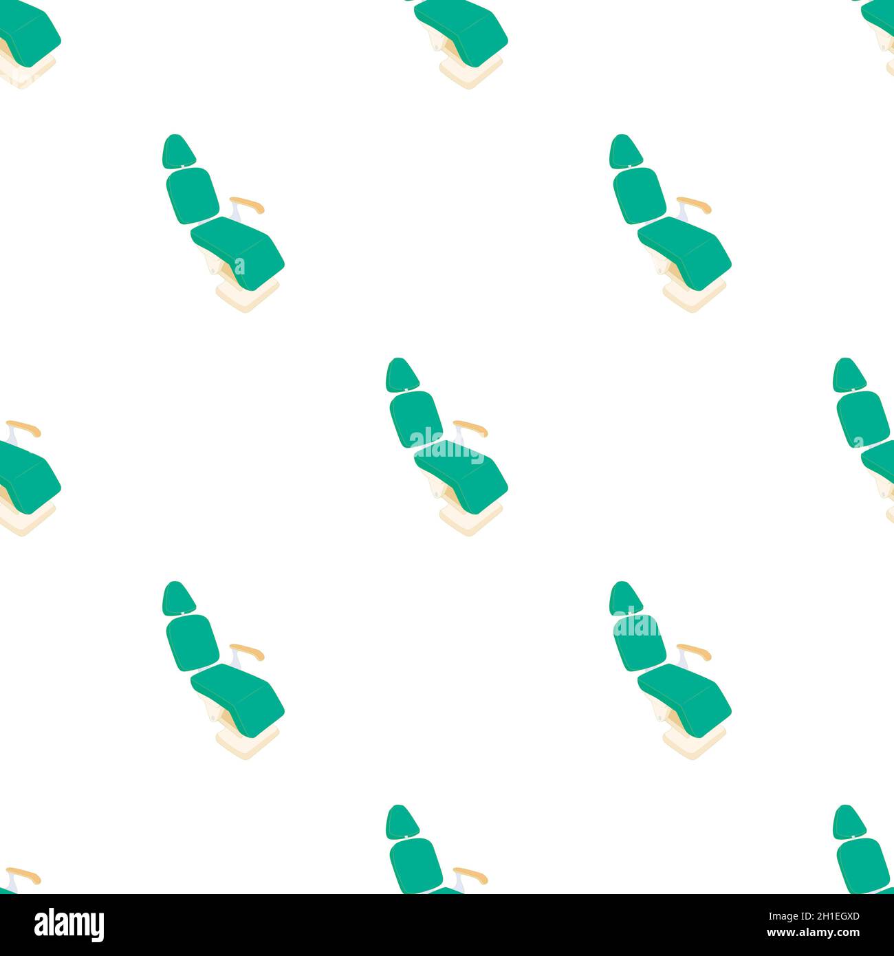 Green dentist chair pattern seamless background texture repeat wallpaper geometric vector Stock Vector