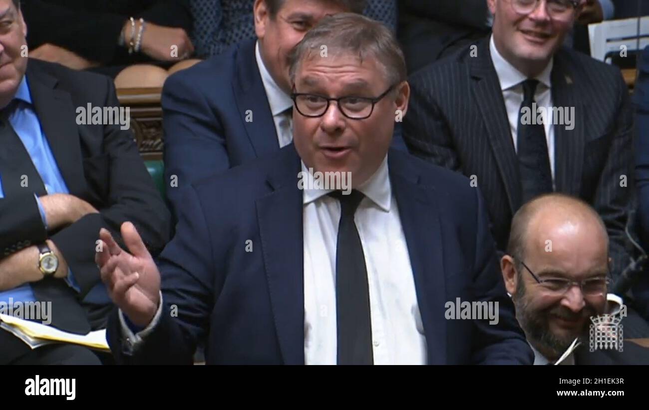 Conservative Party MP Mark Francois speaks in the chamber of the House ...