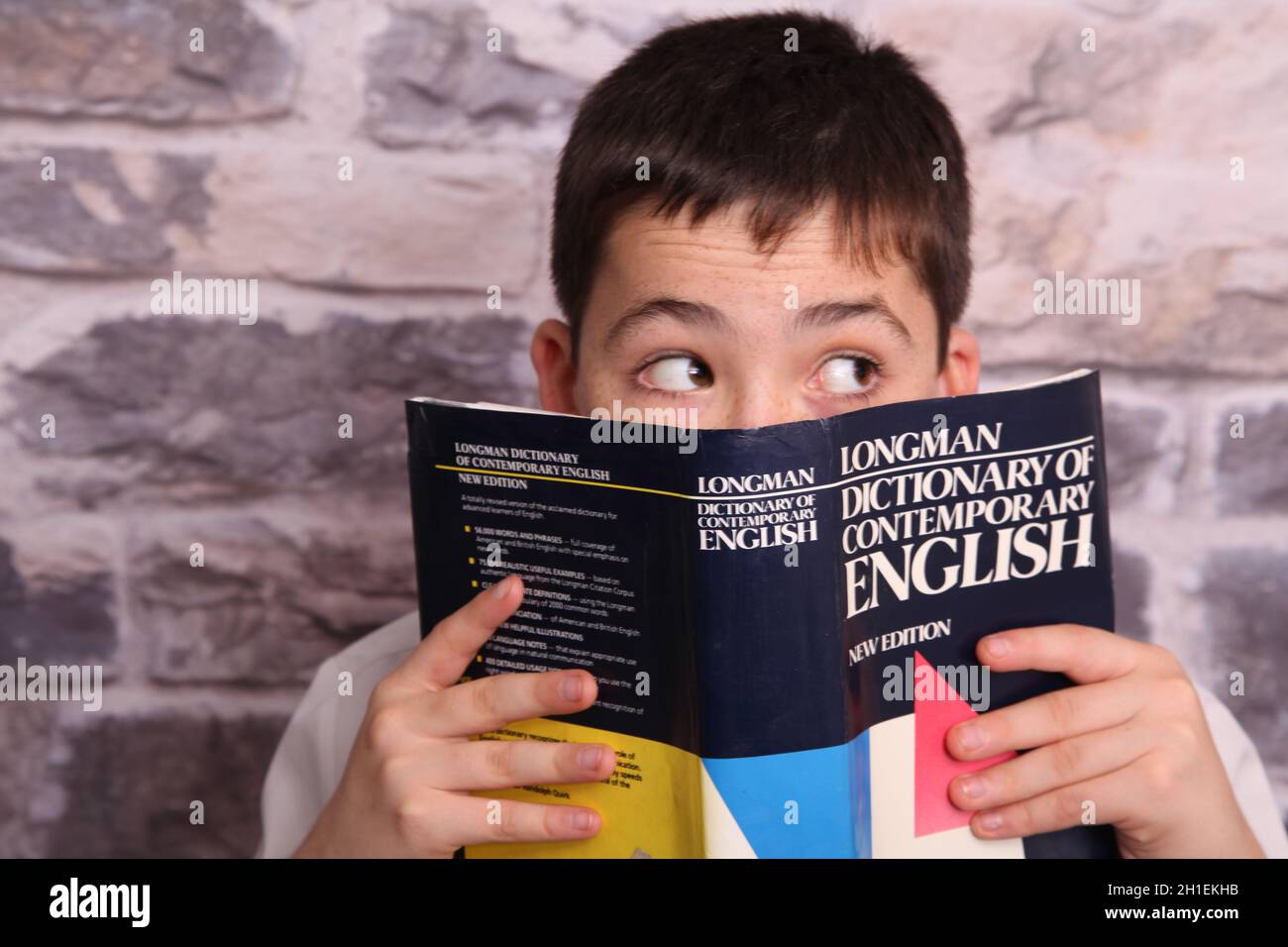 Boy looking over dictionary hires stock photography and images Alamy