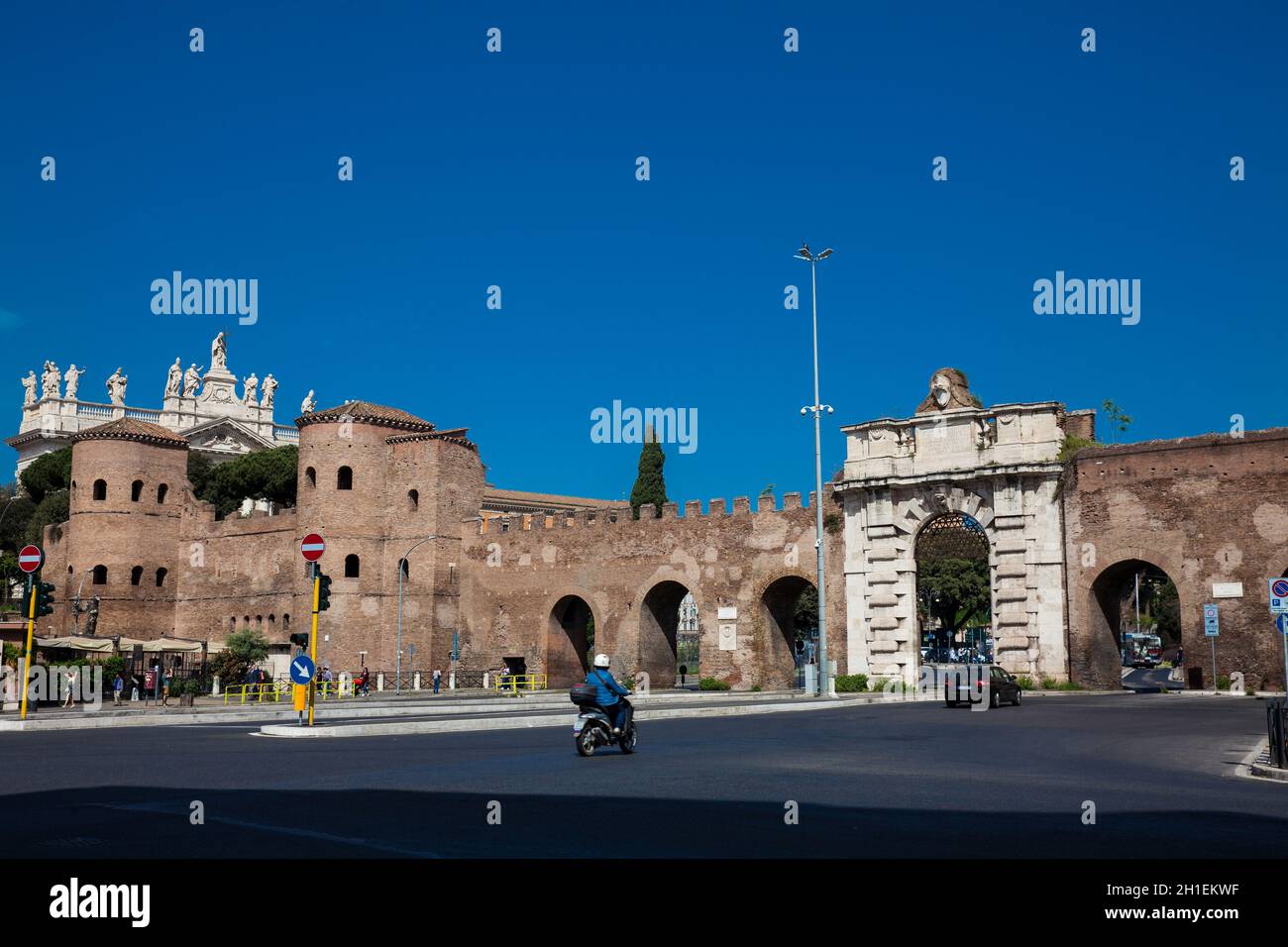 ROME, ITALY - APRIL, 2018: Porta San Giovanni a gate in the Aurelian Wall of Rome Stock Photo