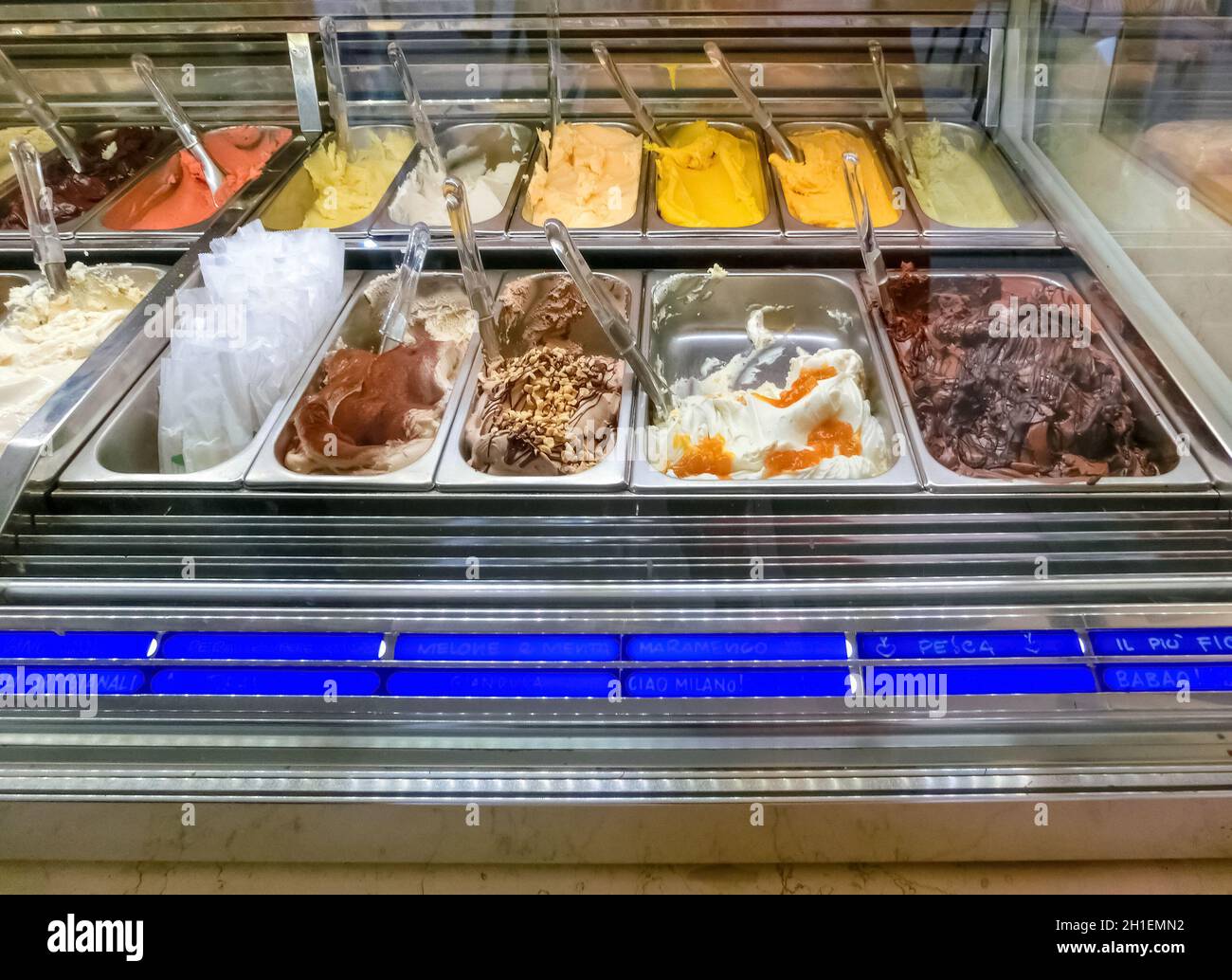 Different flavors of italian ice cream at Genoa Italy Stock Photo Alamy