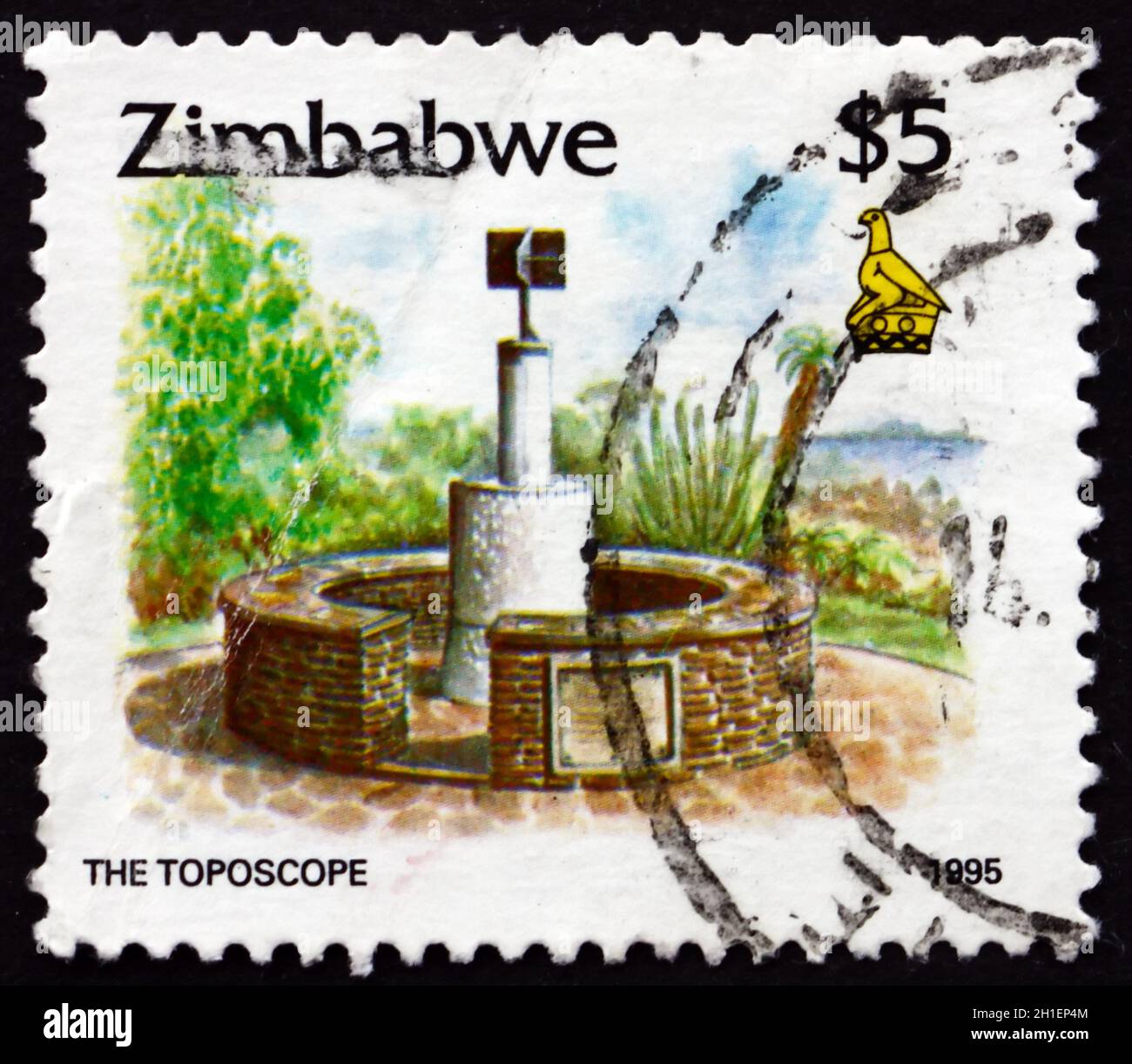 ZIMBABWE - CIRCA 1995: a stamp printed in Zimbabwe shows the Toposcope, circa 1995 Stock Photo