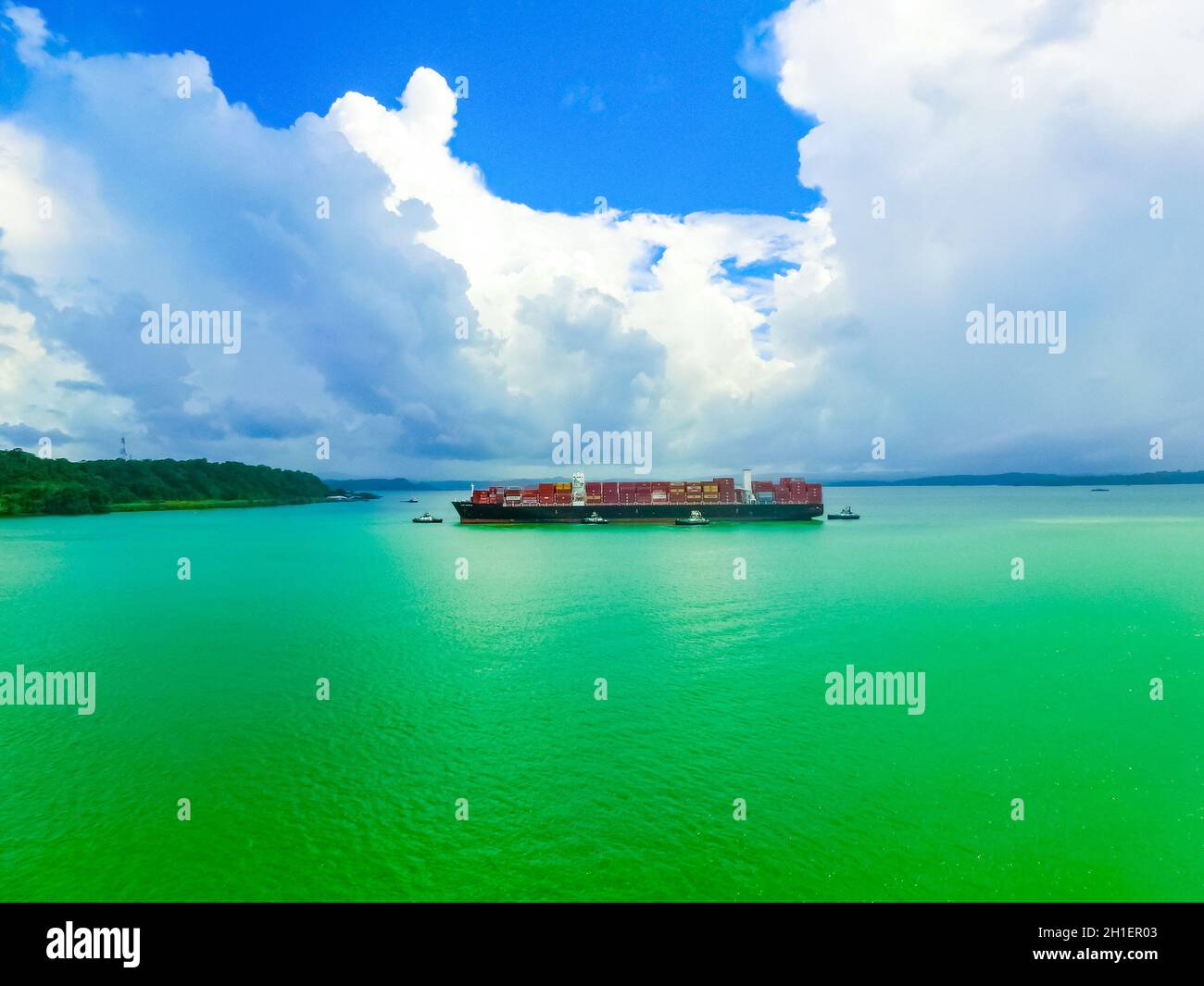 Panama Canal, Panama December 7, 2019 Maersk Line container cargo ship at Panama Canal. It is