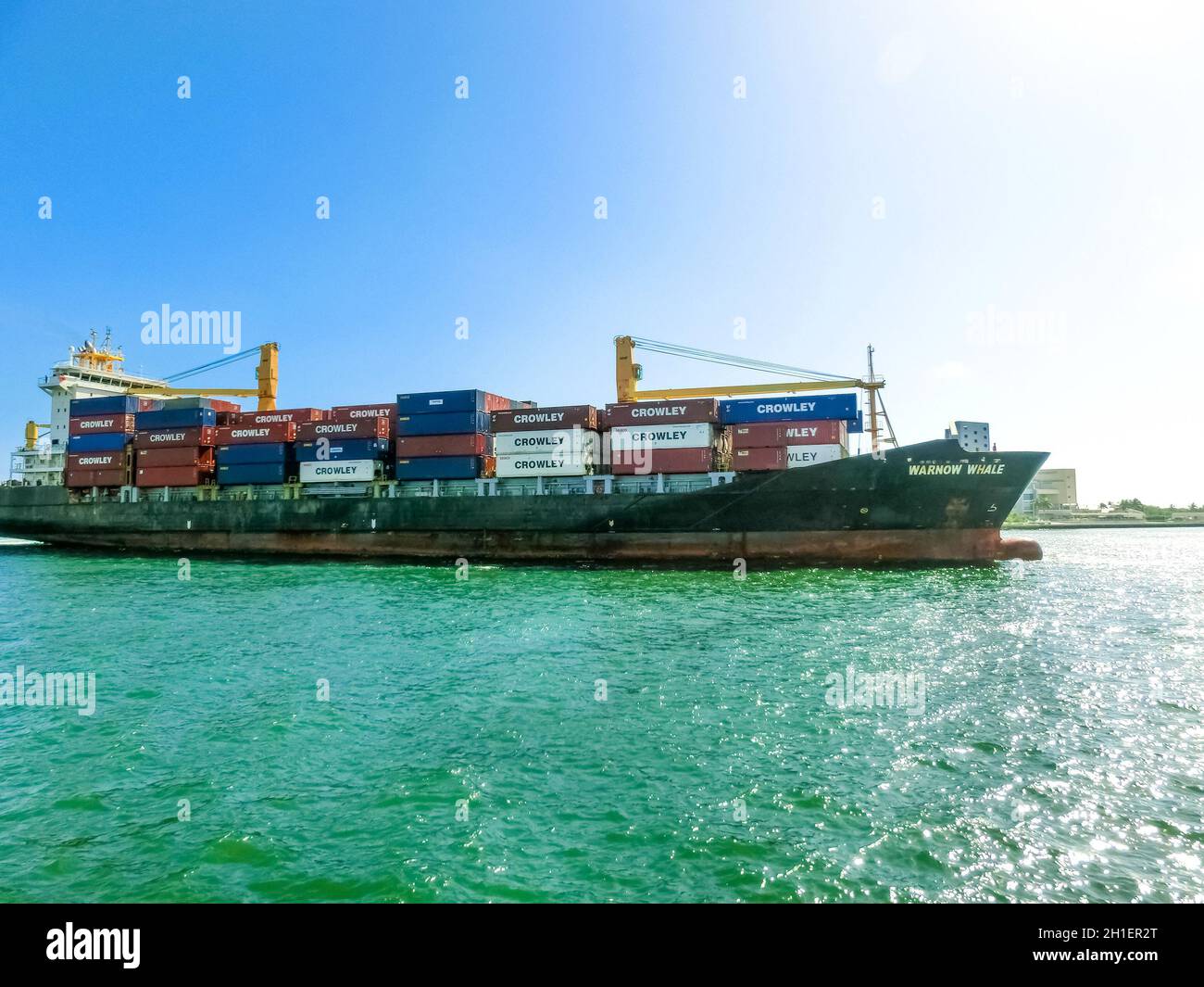 Fort Lauderdale December 1, 2019 The container cargo ship at port of