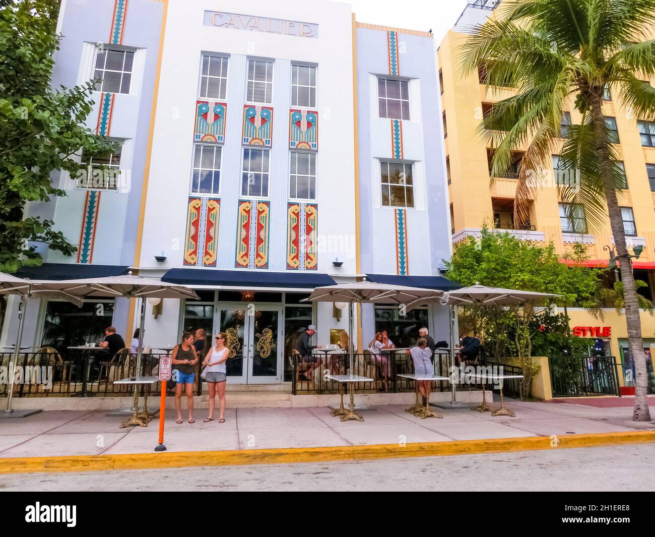 Miami, United States of America - November 30, 2019: Cavalier Hotel at Ocean drive in Miami Beach, Florida. Art Deco architecture in South Beach is on Stock Photo