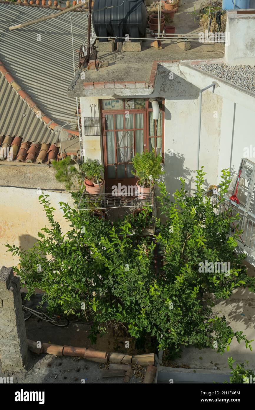 Balkon, Hinterhof, Chania, Kreta, Griechenland Stock Photo