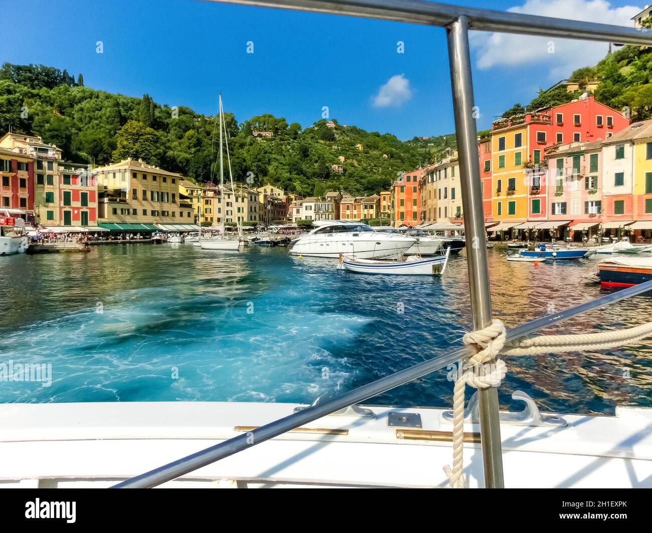 Beautiful bay with colorful houses in Portofino, Liguria, at Italy Stock Photo