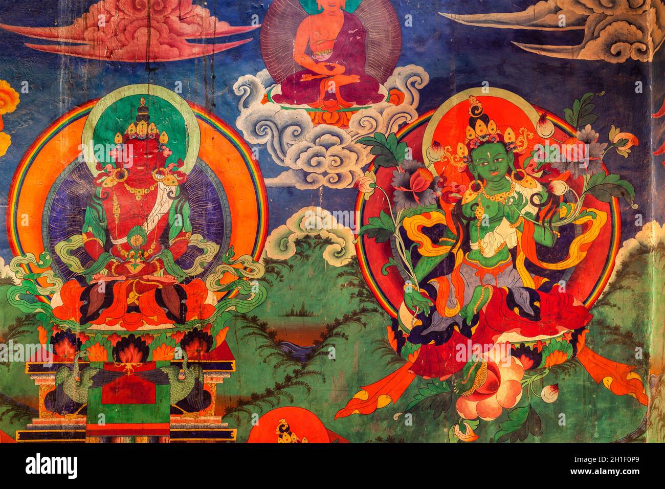 Buddha painting leh ladakh jammu hi-res stock photography and 