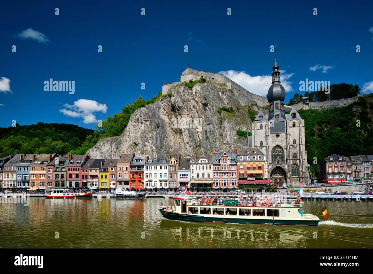 Dinant Port DINANT, BELIGUM - MAY 30, 2018: View of Dinant city over the Meuse ...
