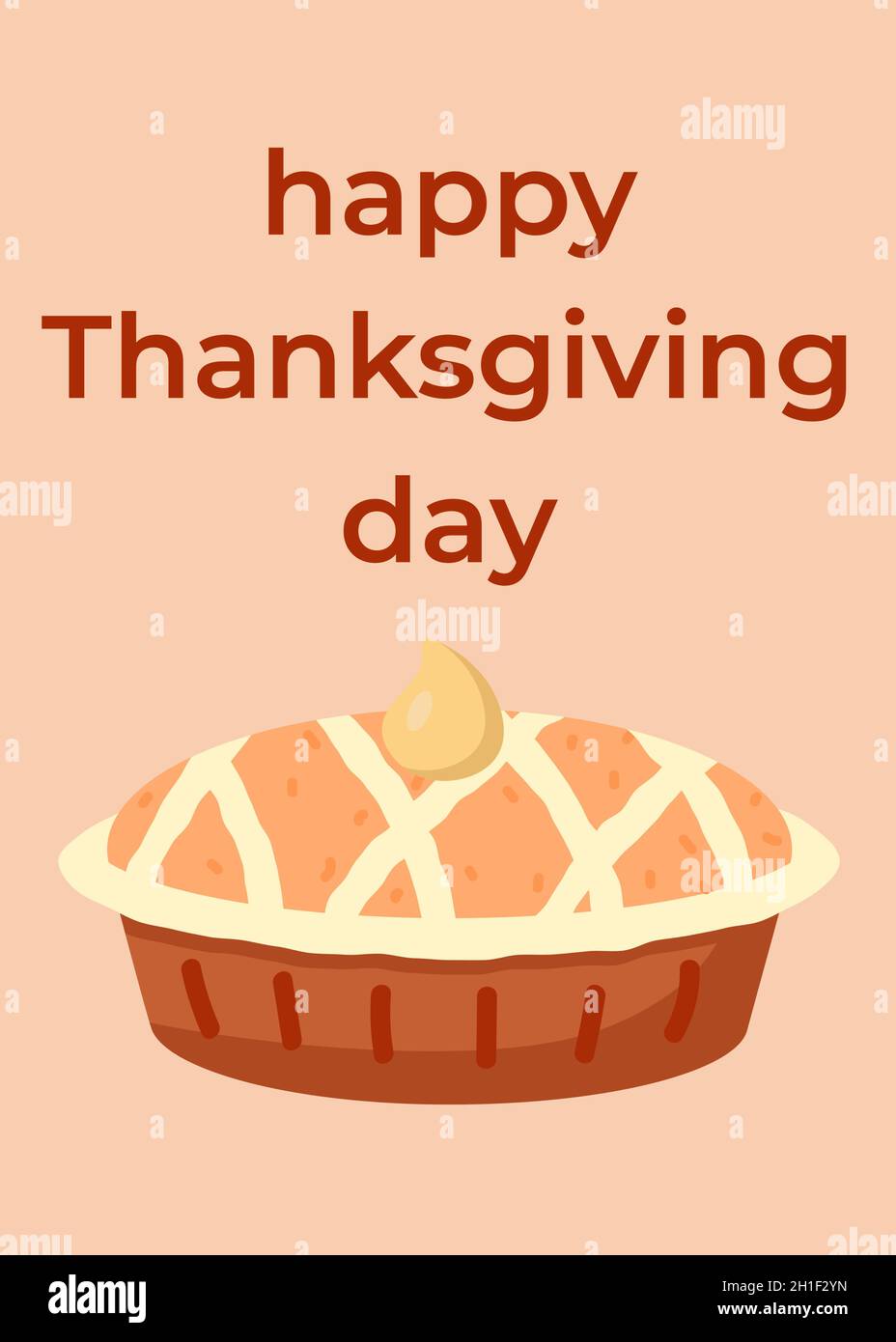 Happy Thanksgiving Day, positive card with apple and pumpkin pie ...