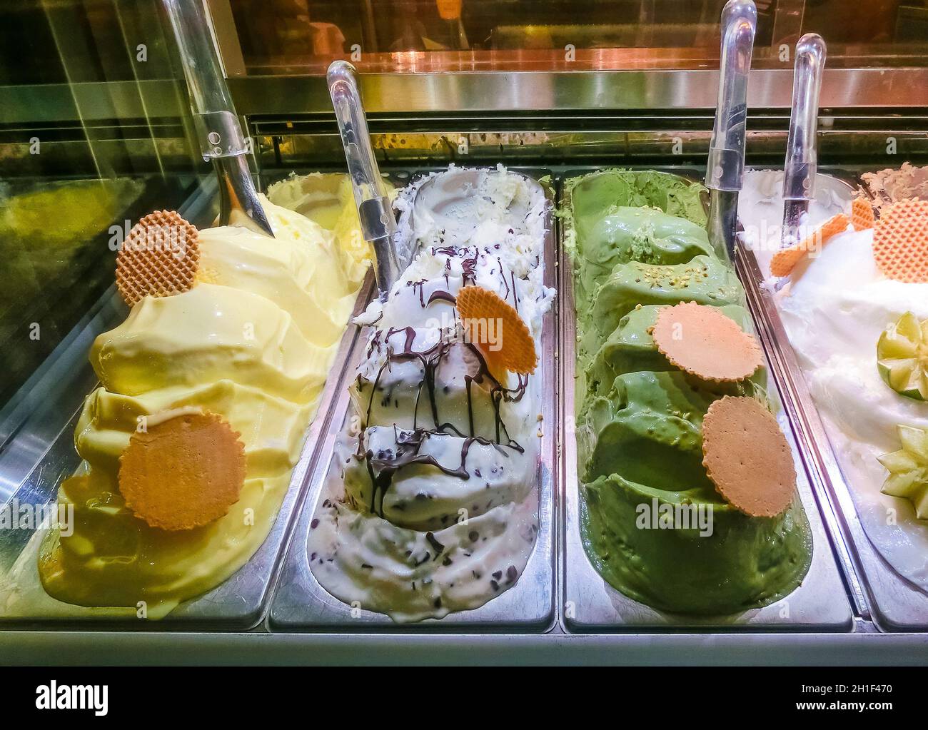 Different flavors of italian ice cream at Genoa Italy Stock Photo Alamy