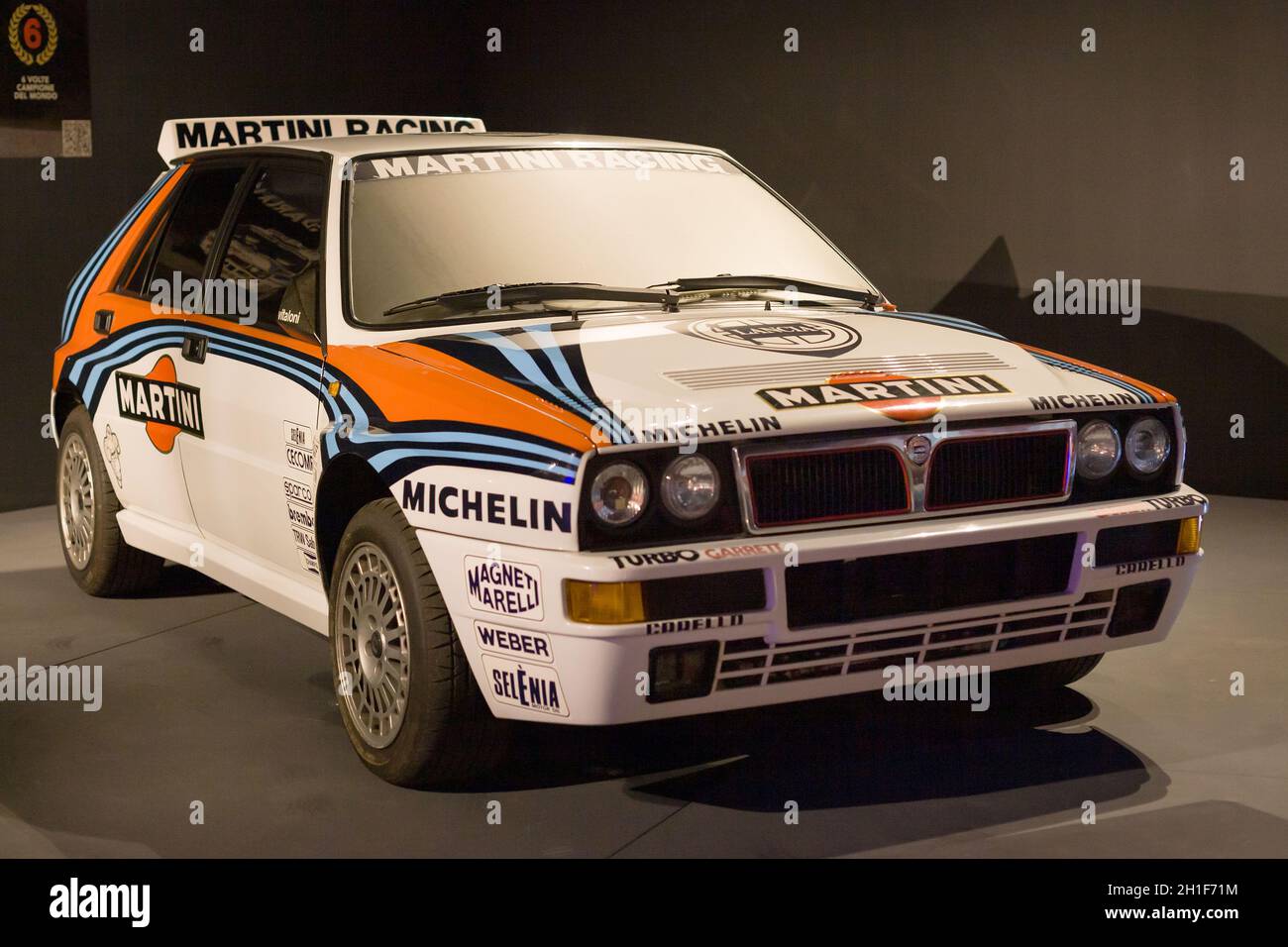 Torino, Italy - August 13, 2021: Lancia Delta Integrale Evoluzione showcased at the National Automobile Museum (MAUTO) in Torino, Italy. Stock Photo