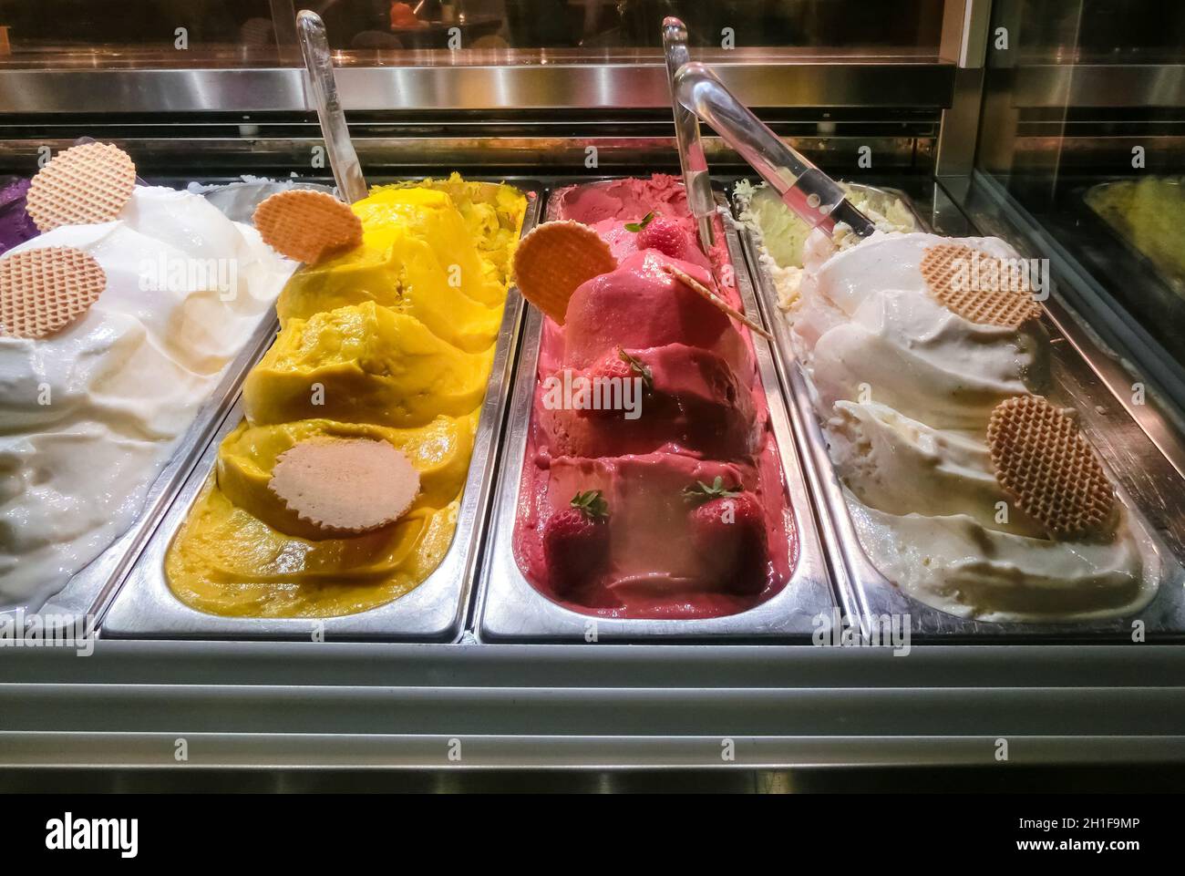 Different flavors of italian ice cream at Genoa Italy Stock Photo Alamy