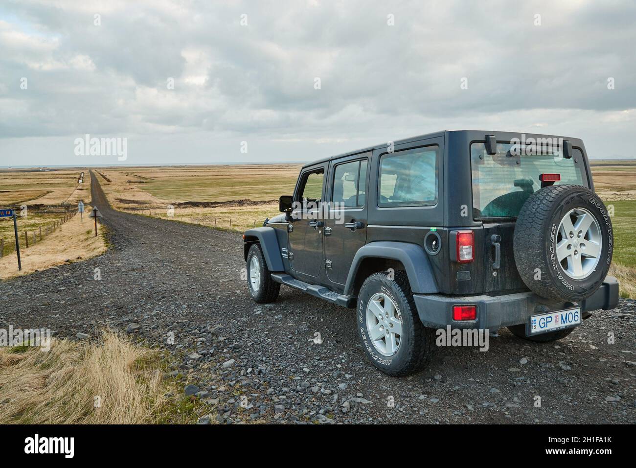 VIK, ICELAND - MAY 03, 2018: Jeep Wrangler Unlimited Sport four wheel drive  vehicle being used on terrain driving in Iceland, wild landscape Stock  Photo - Alamy