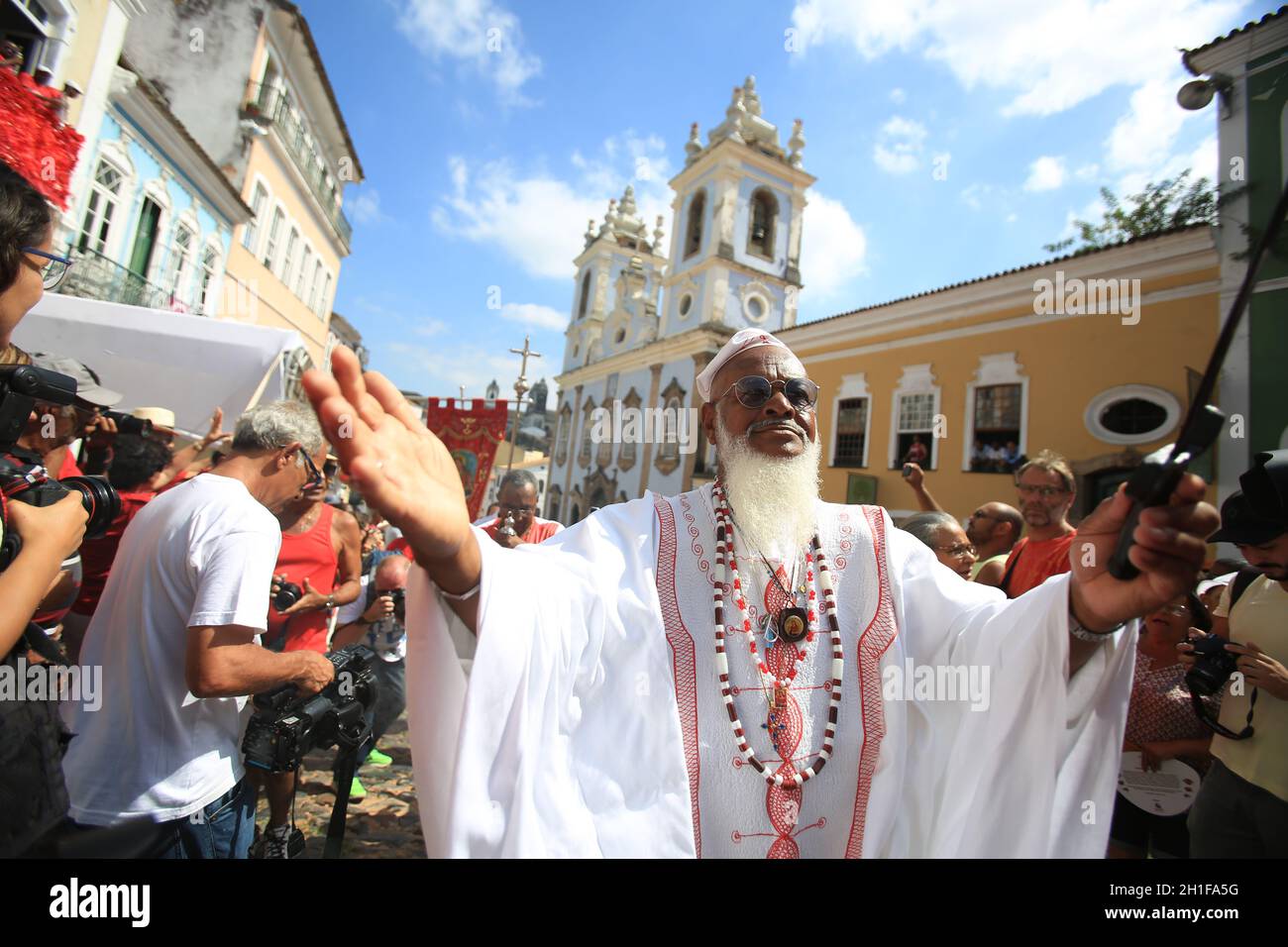 salvador, bahia / brazil - february 4, 2015: Catholics and Candomble supporters revere Santa Barbara - Iansa in syncretism - The party takes place at Stock Photo