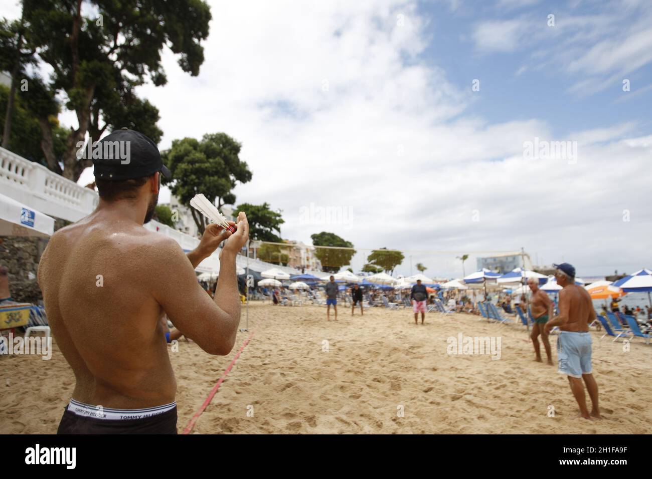 salvador, bahia / brazil - february 21, 2016: People are seen at the Porto da Barra beach in Salvador. *** Local Caption *** Stock Photo