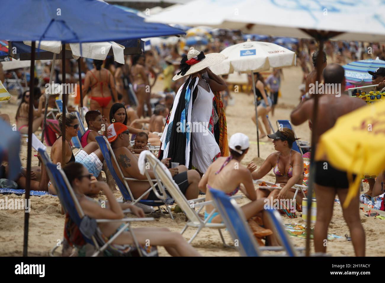 salvador, bahia / brazil - february 21, 2016: People are seen at the Porto da Barra beach in Salvador. *** Local Caption *** Stock Photo