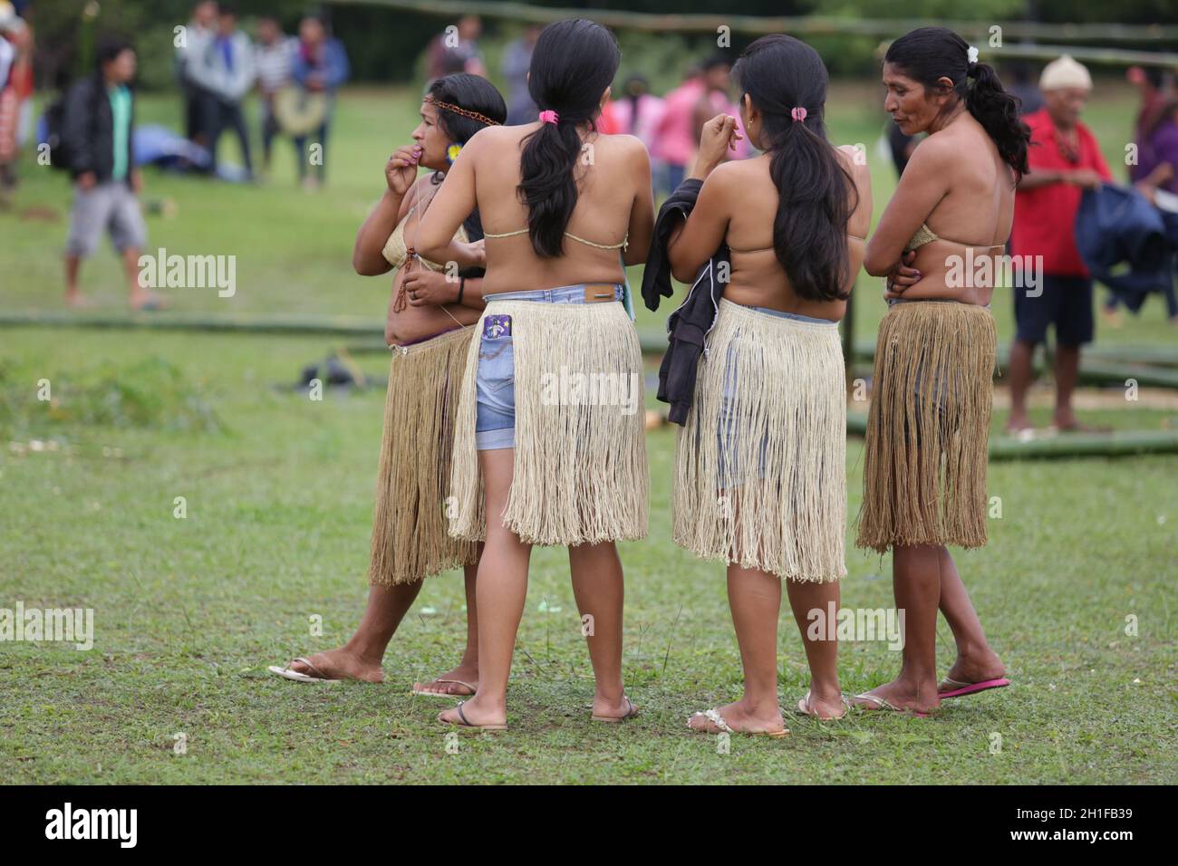 salvador, bahia / brazil - may 29, 2017: Indians from various Bahia tribes and ethnic groups camp in Salvador to discuss the political conjuncture and Stock Photo