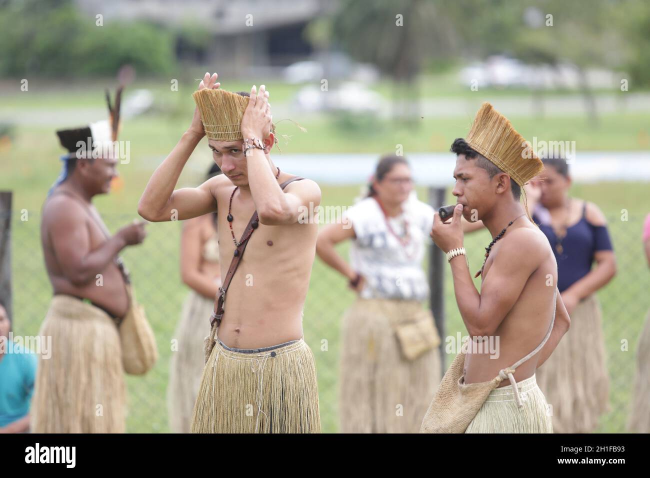 salvador, bahia / brazil - may 29, 2017: Indians from various Bahia tribes and ethnic groups camp in Salvador to discuss the political conjuncture and Stock Photo
